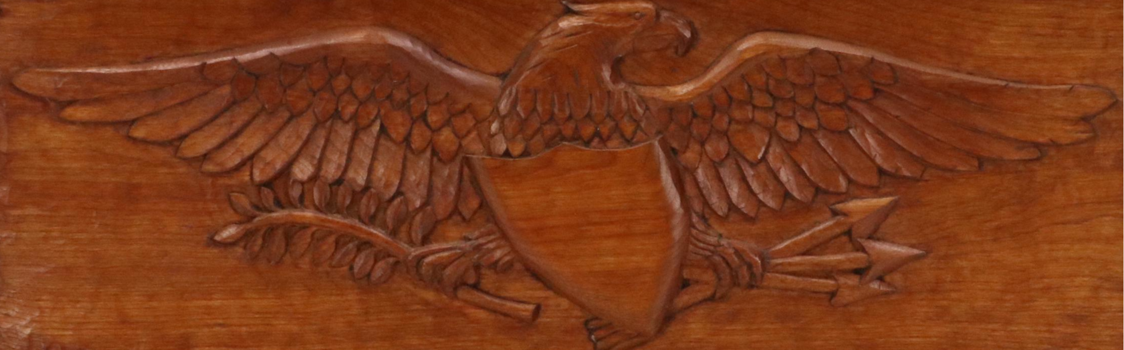 Joe Morrell Folk Art Carved Maple Panel Depicting Federal Eagle, 1980