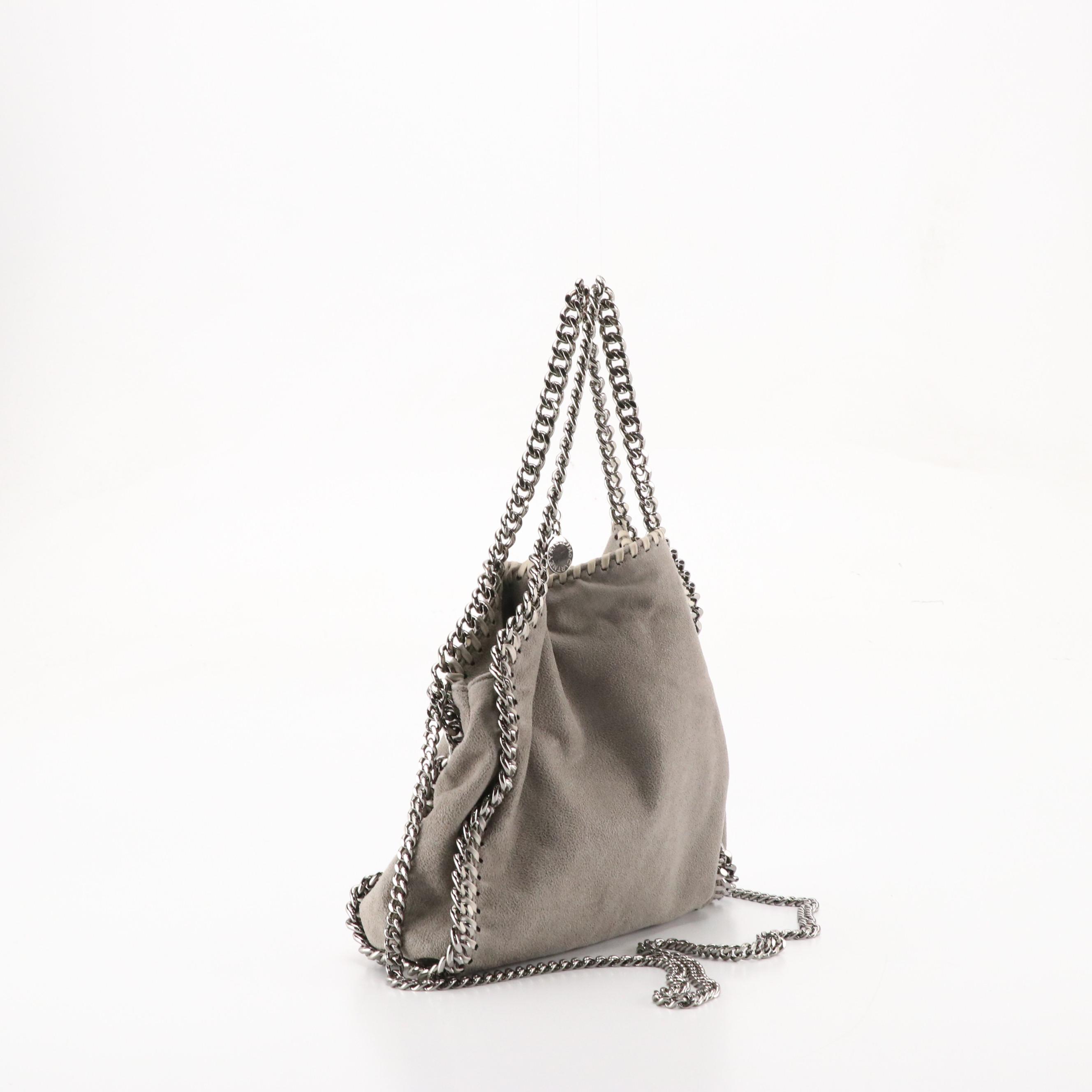 Stella McCartney Falabella Chain Strap Bag in Grey Shaggy Deer Faux-Suede