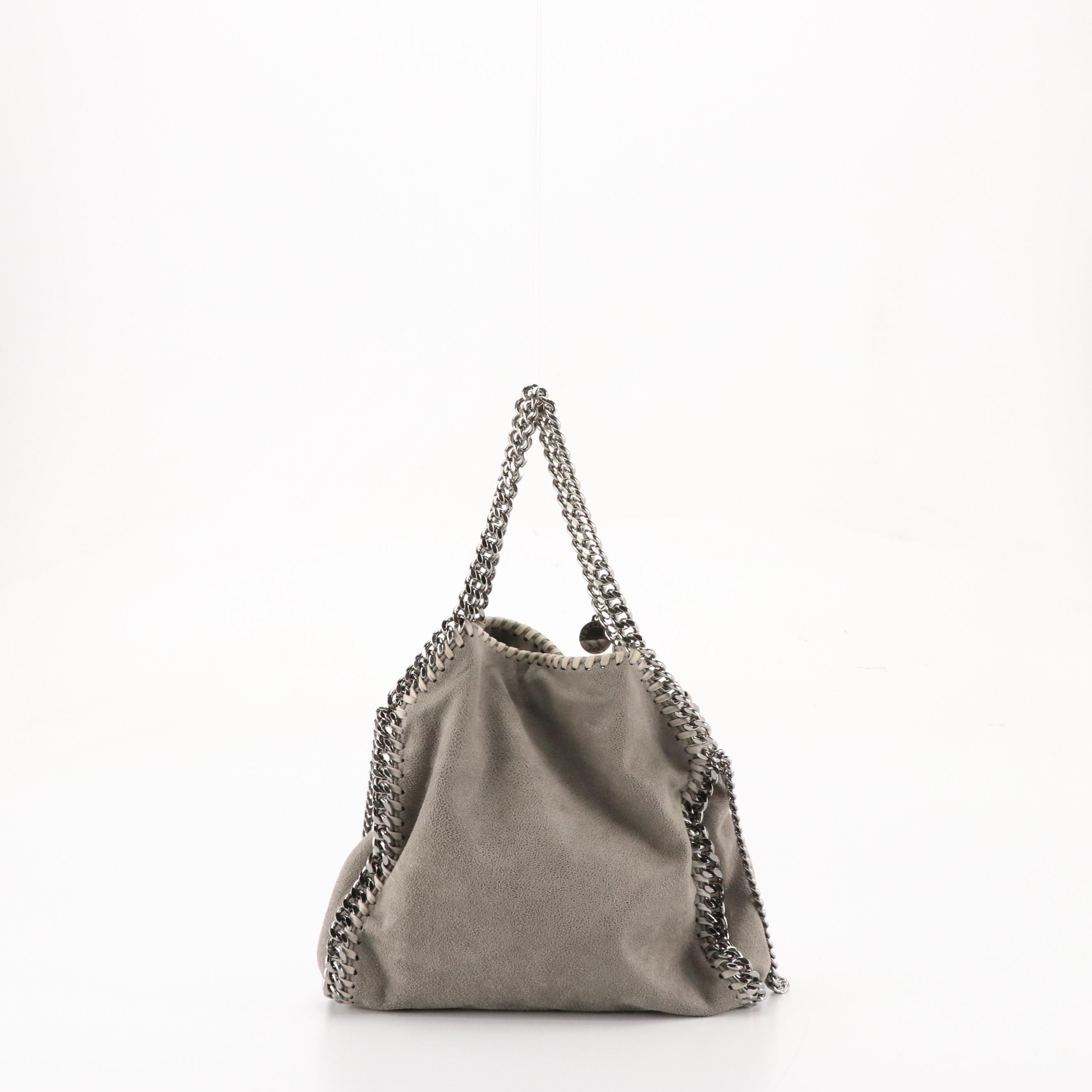 Stella McCartney Falabella Chain Strap Bag in Grey Shaggy Deer Faux-Suede