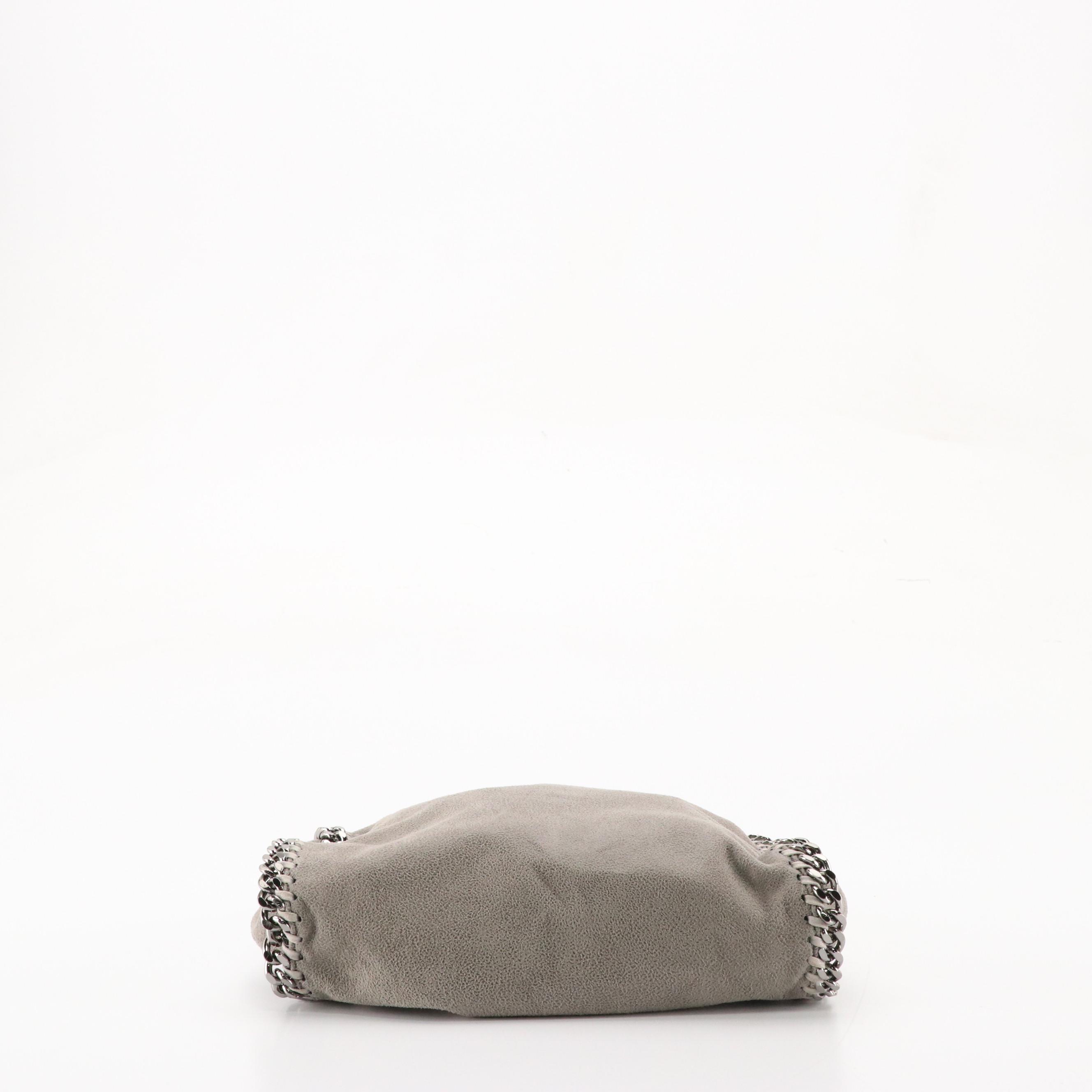 Stella McCartney Falabella Chain Strap Bag in Grey Shaggy Deer Faux-Suede