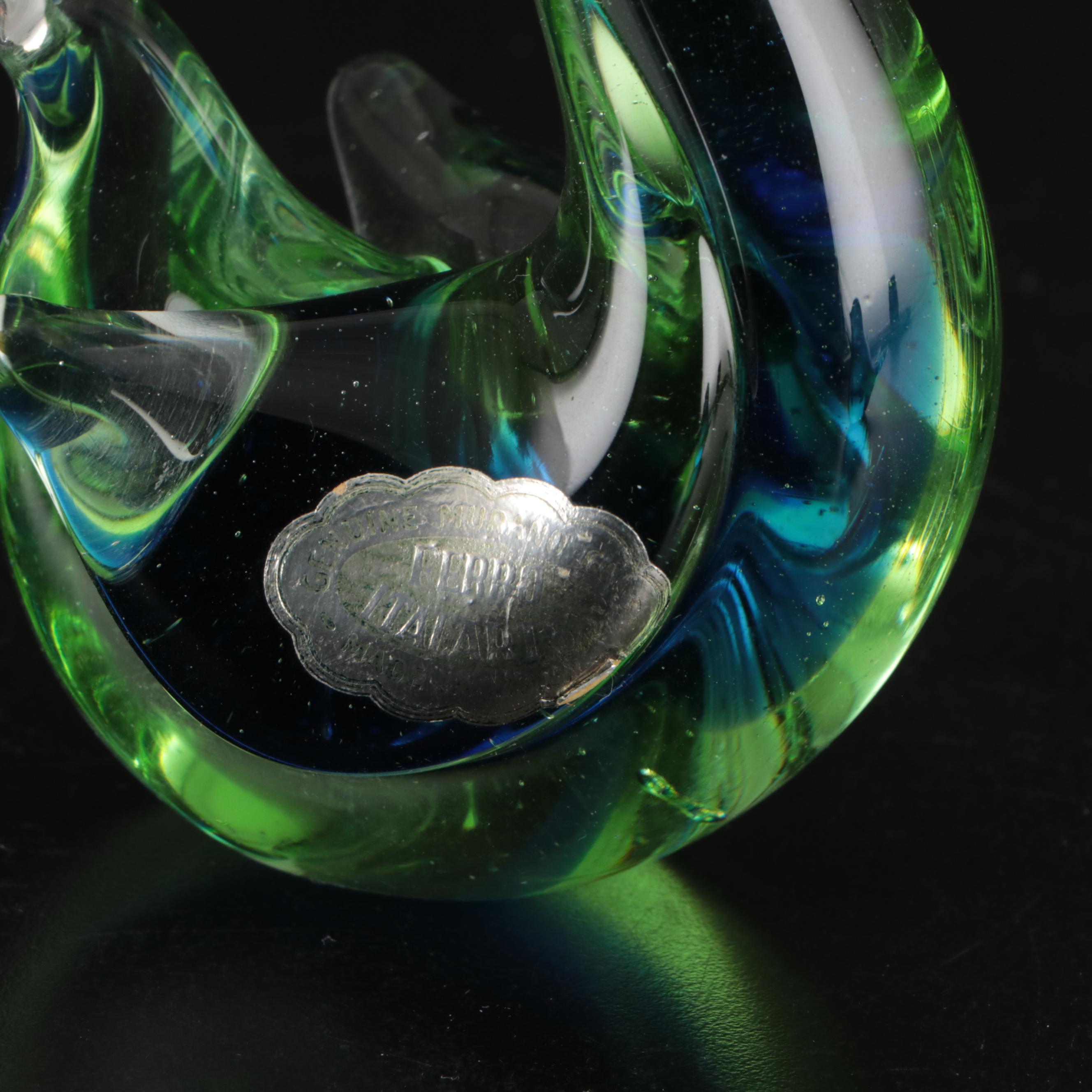 Murano Glass Rooster and Bird with More Art Glass Figurines