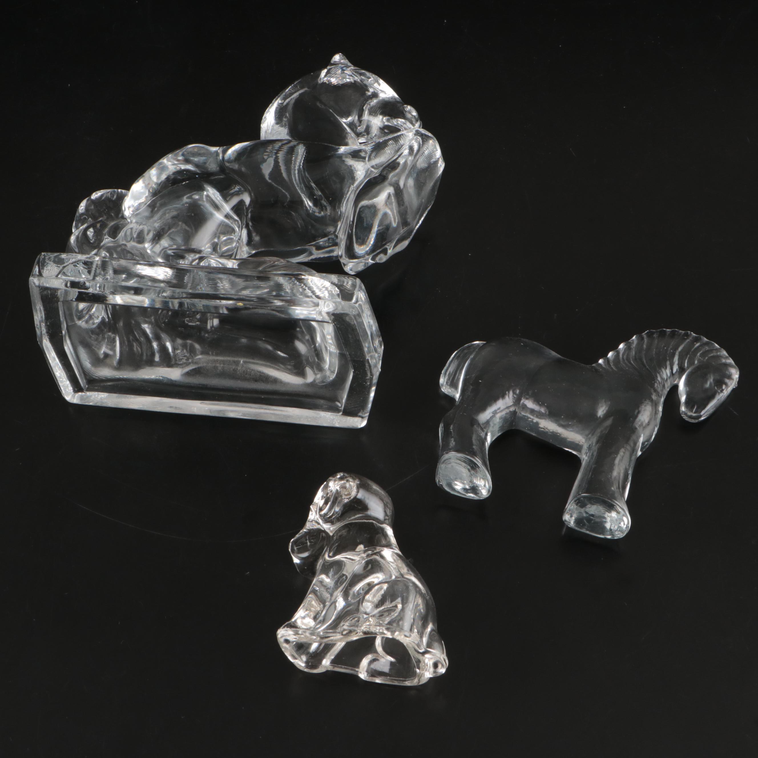 Murano Glass Rooster and Bird with More Art Glass Figurines