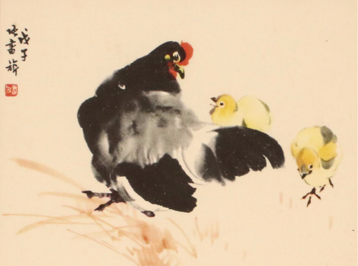 Offset Lithographs of Chinese Scenes with Figures, Fish, and Birds, 20th Century