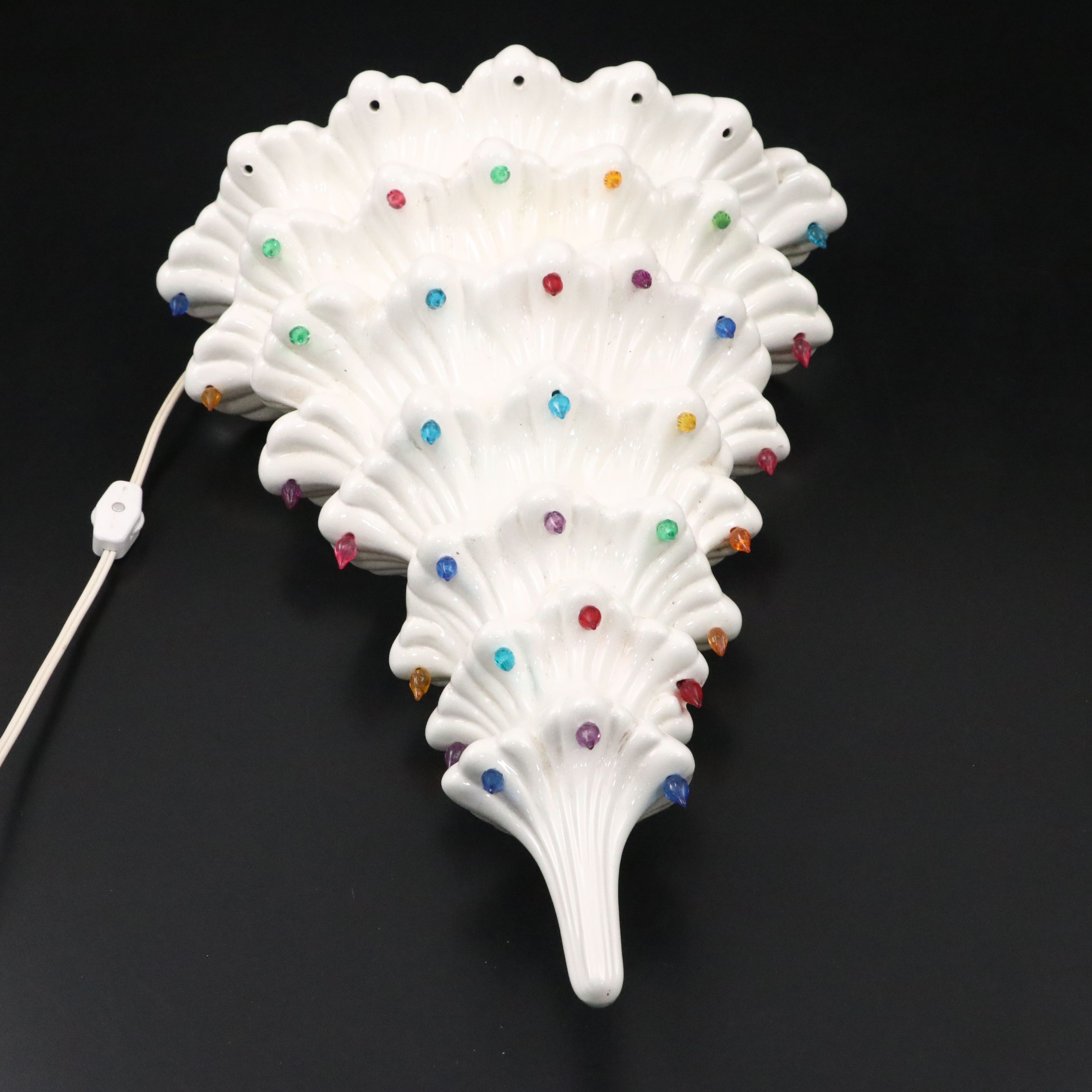 Atlantic Mold White Ceramic Illuminated Christmas Tree Wall Hanging