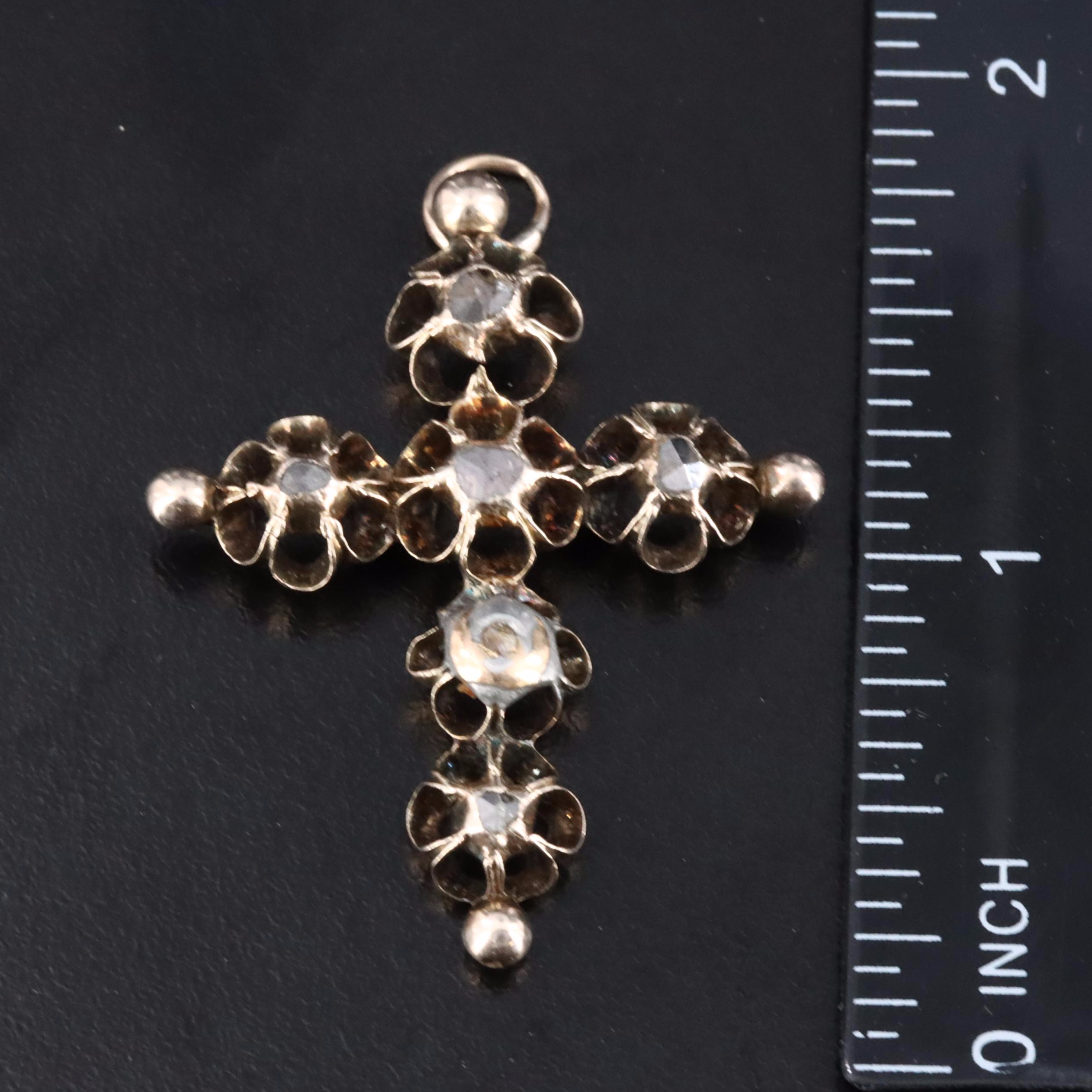 Georgian 8K Diamond Cross Pendant