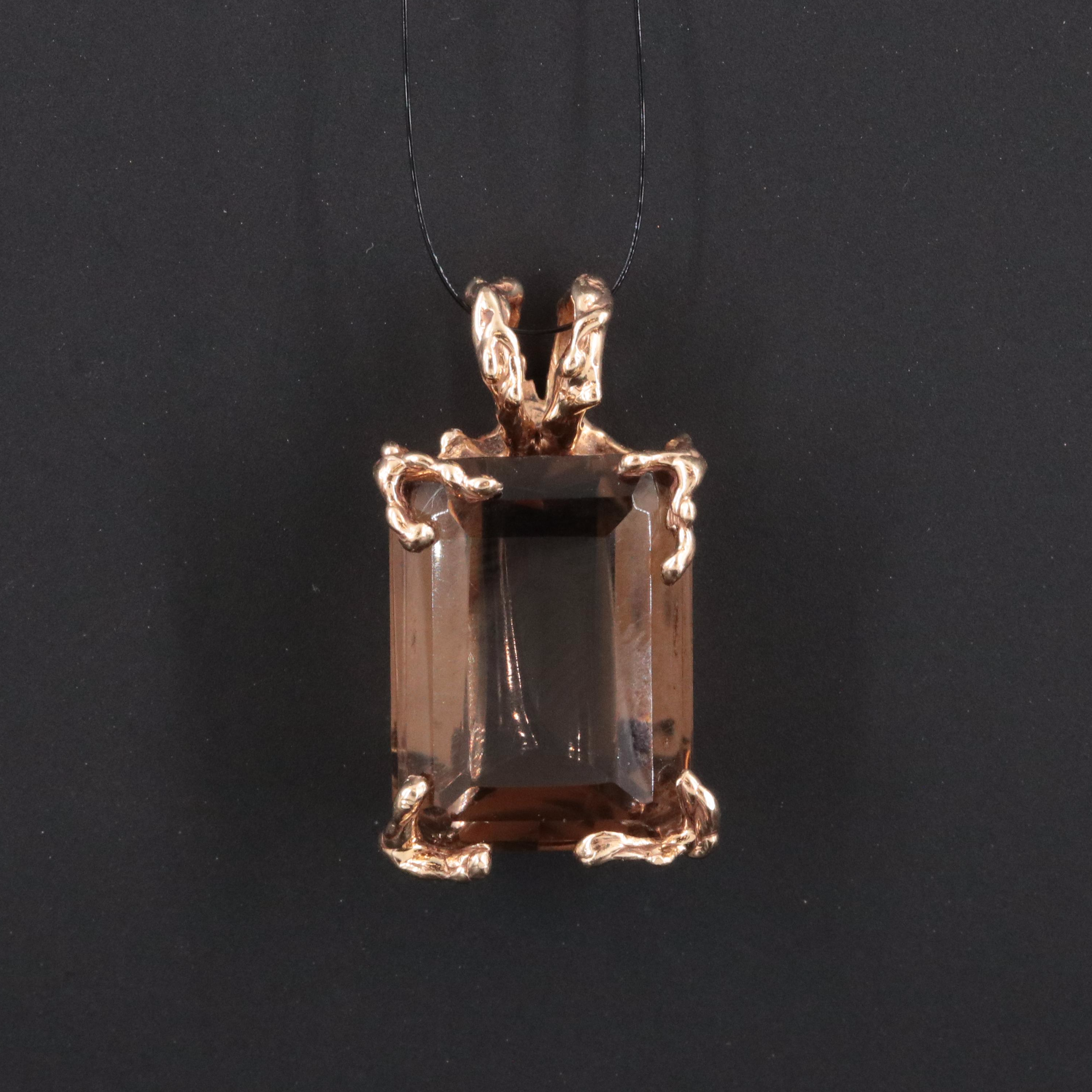 14K 14.55 CT Smoky Quartz Pendant