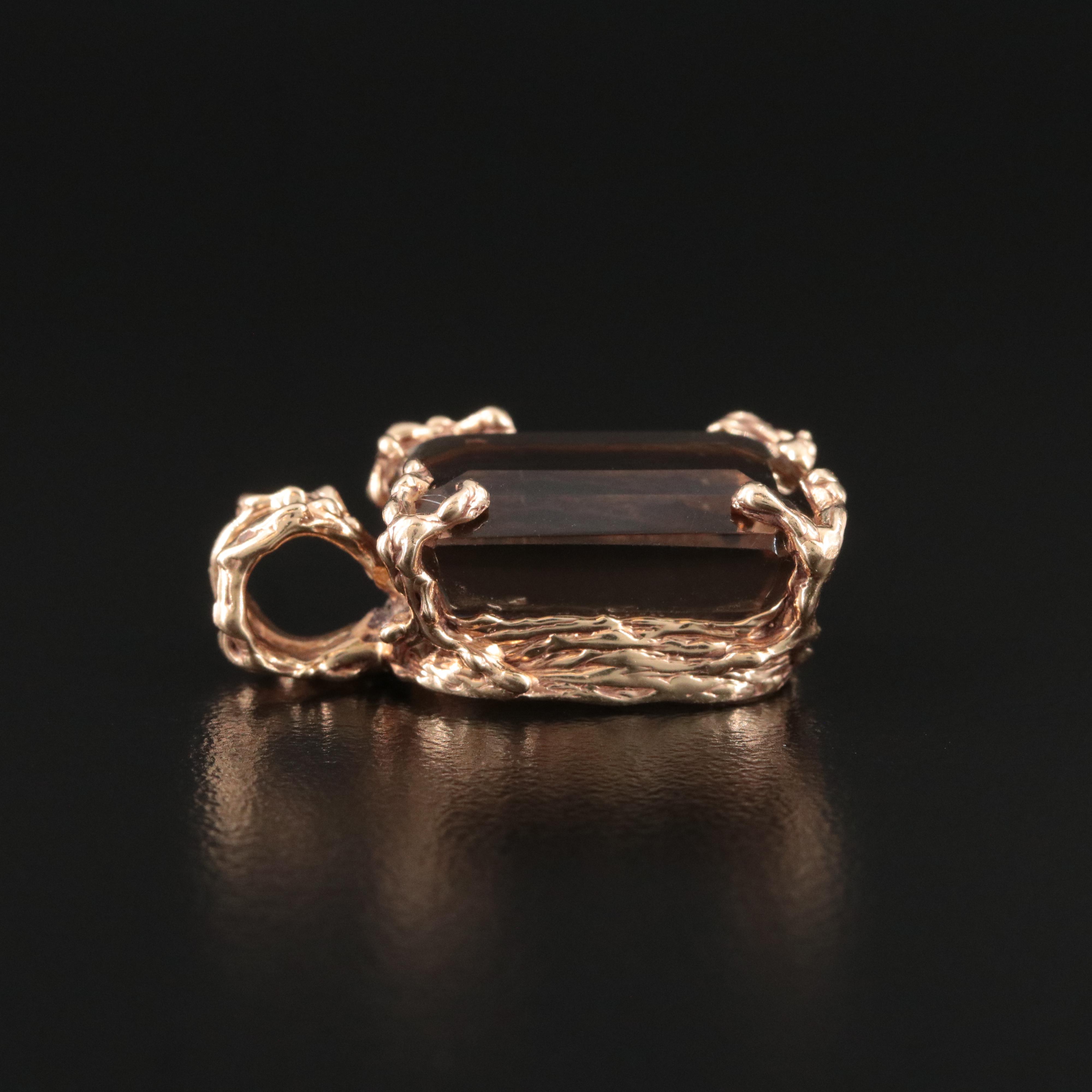14K 14.55 CT Smoky Quartz Pendant