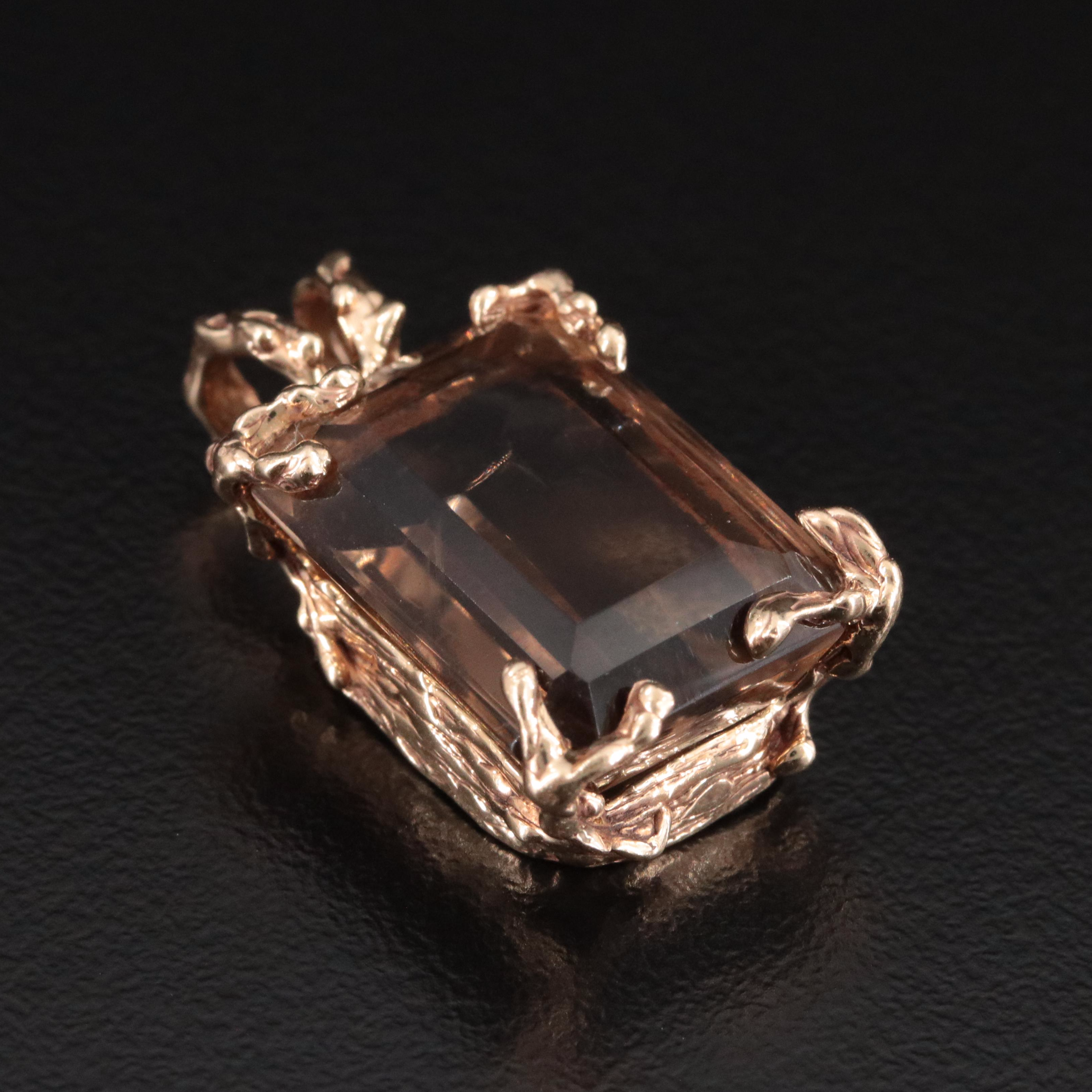 14K 14.55 CT Smoky Quartz Pendant