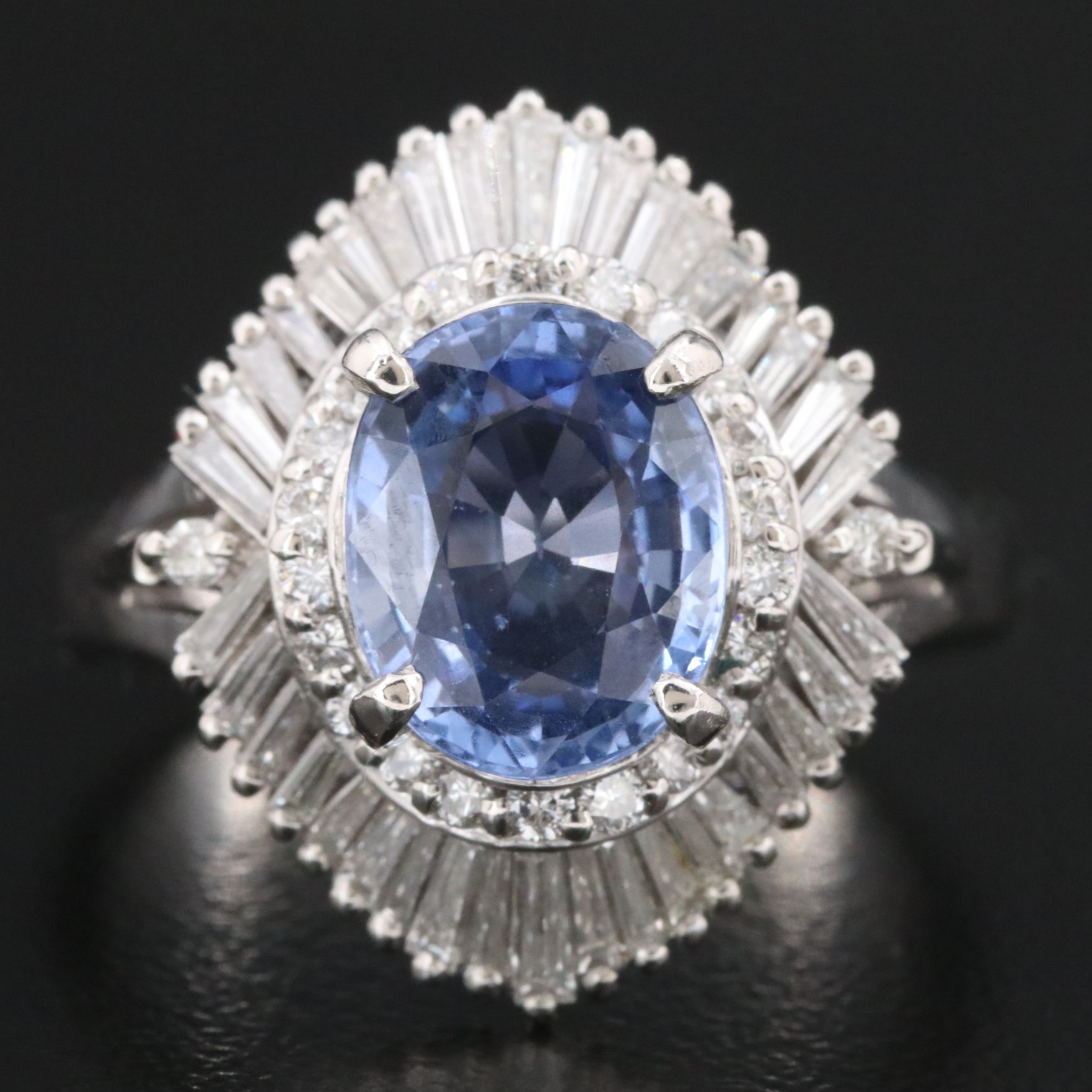 Platinum Sapphire and 1.13  CTW Diamond Ballerina Ring