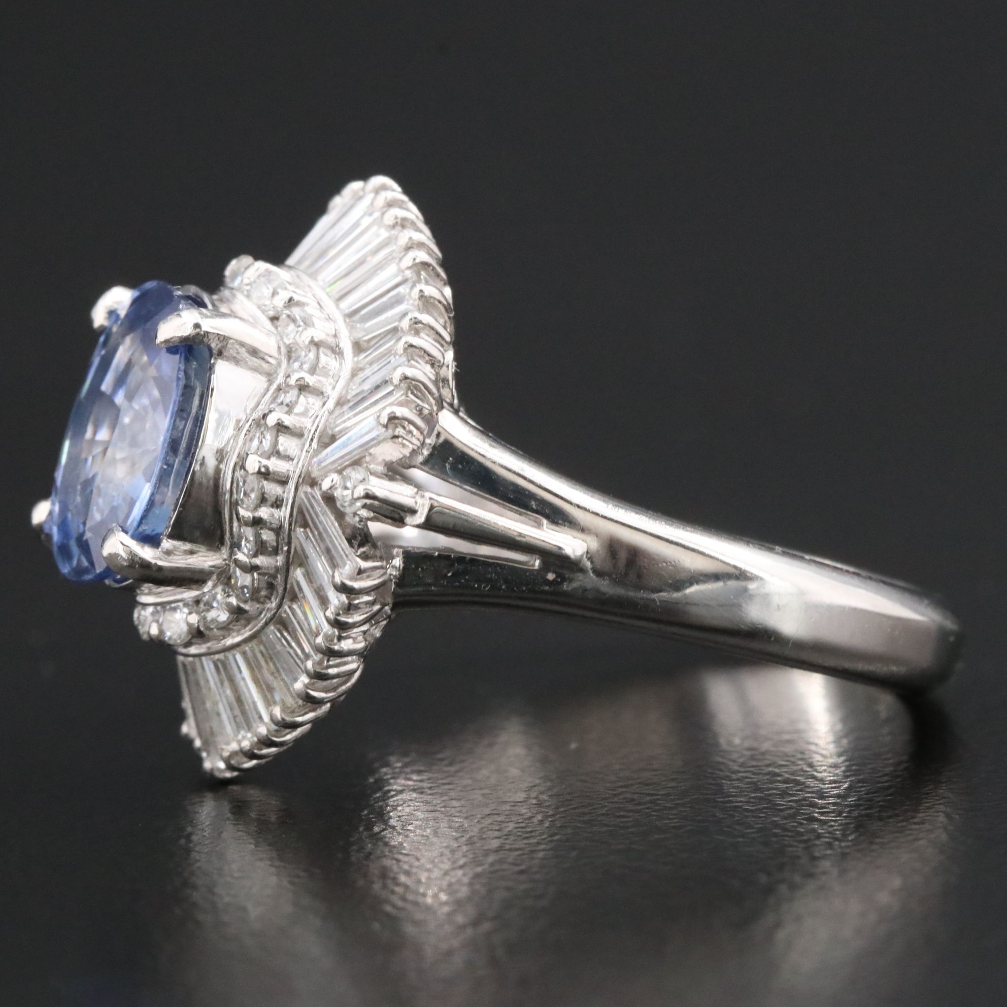 Platinum Sapphire and 1.13  CTW Diamond Ballerina Ring