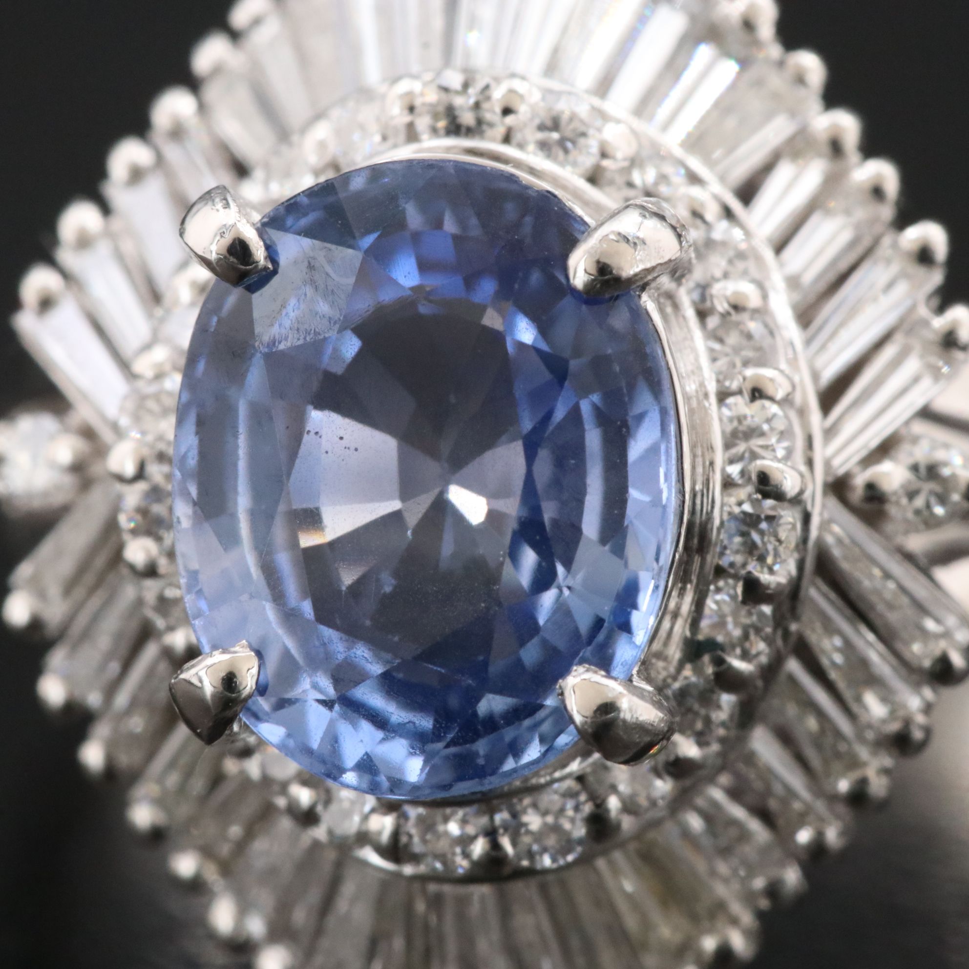 Platinum Sapphire and 1.13  CTW Diamond Ballerina Ring