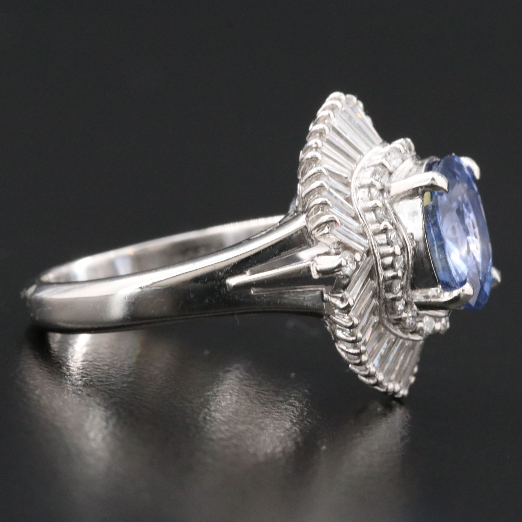 Platinum Sapphire and 1.13  CTW Diamond Ballerina Ring