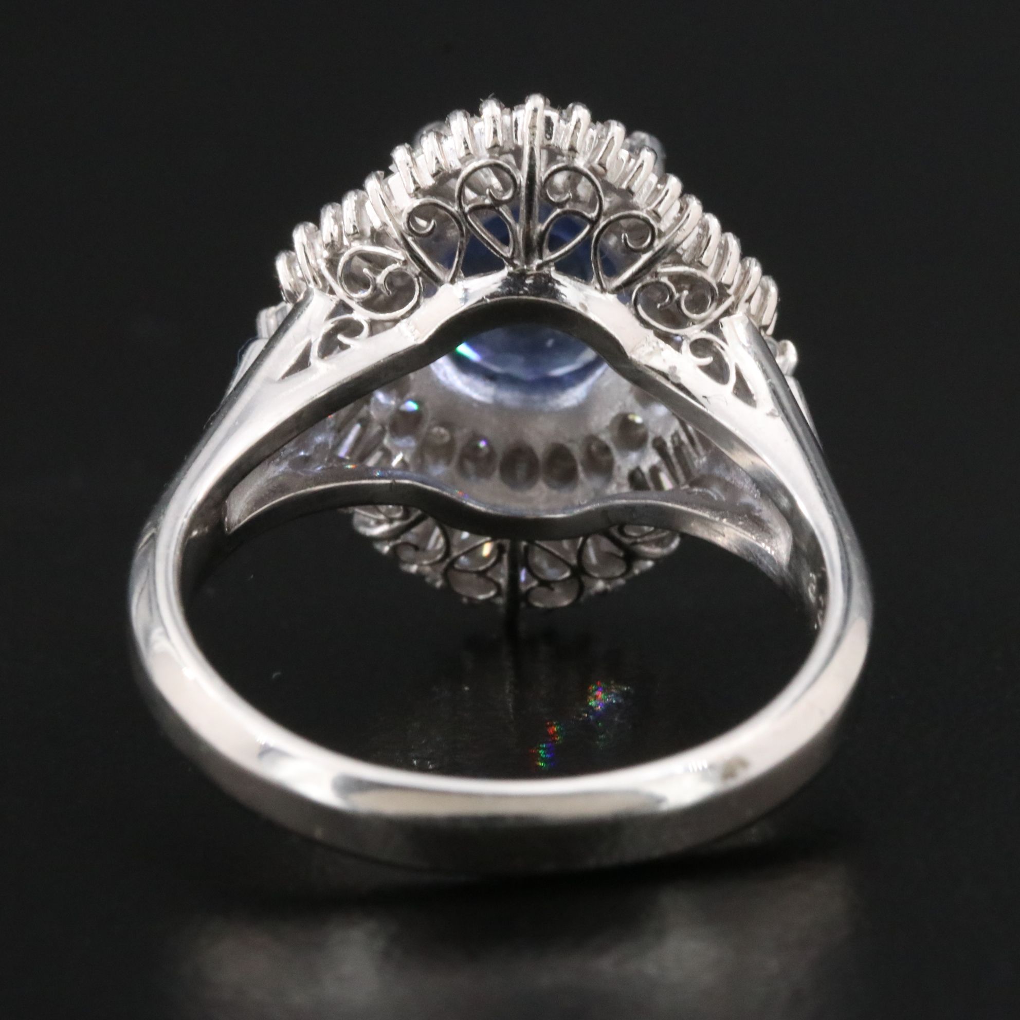 Platinum Sapphire and 1.13  CTW Diamond Ballerina Ring