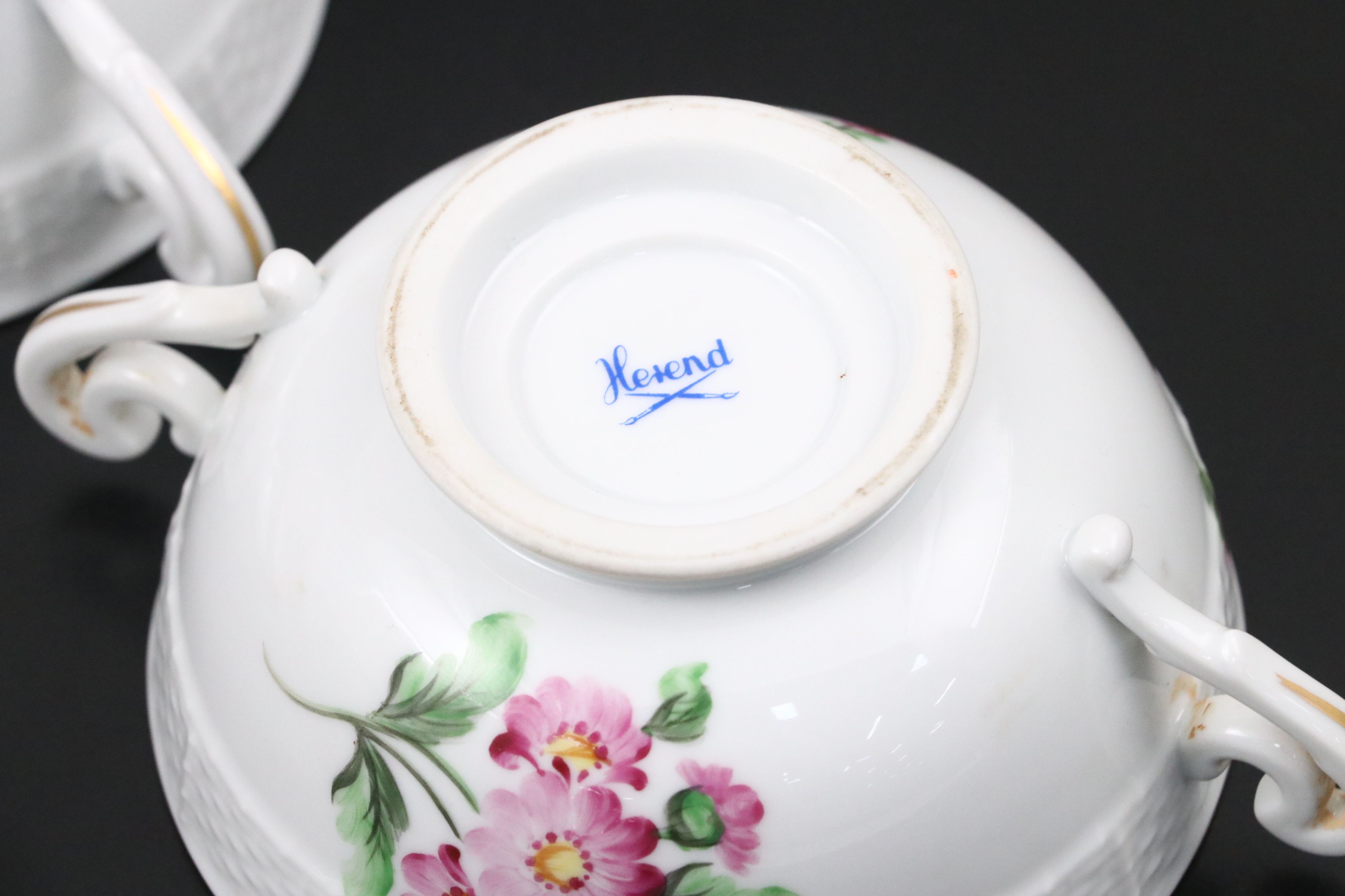 Herend Porcelain Rose Covered Bowls