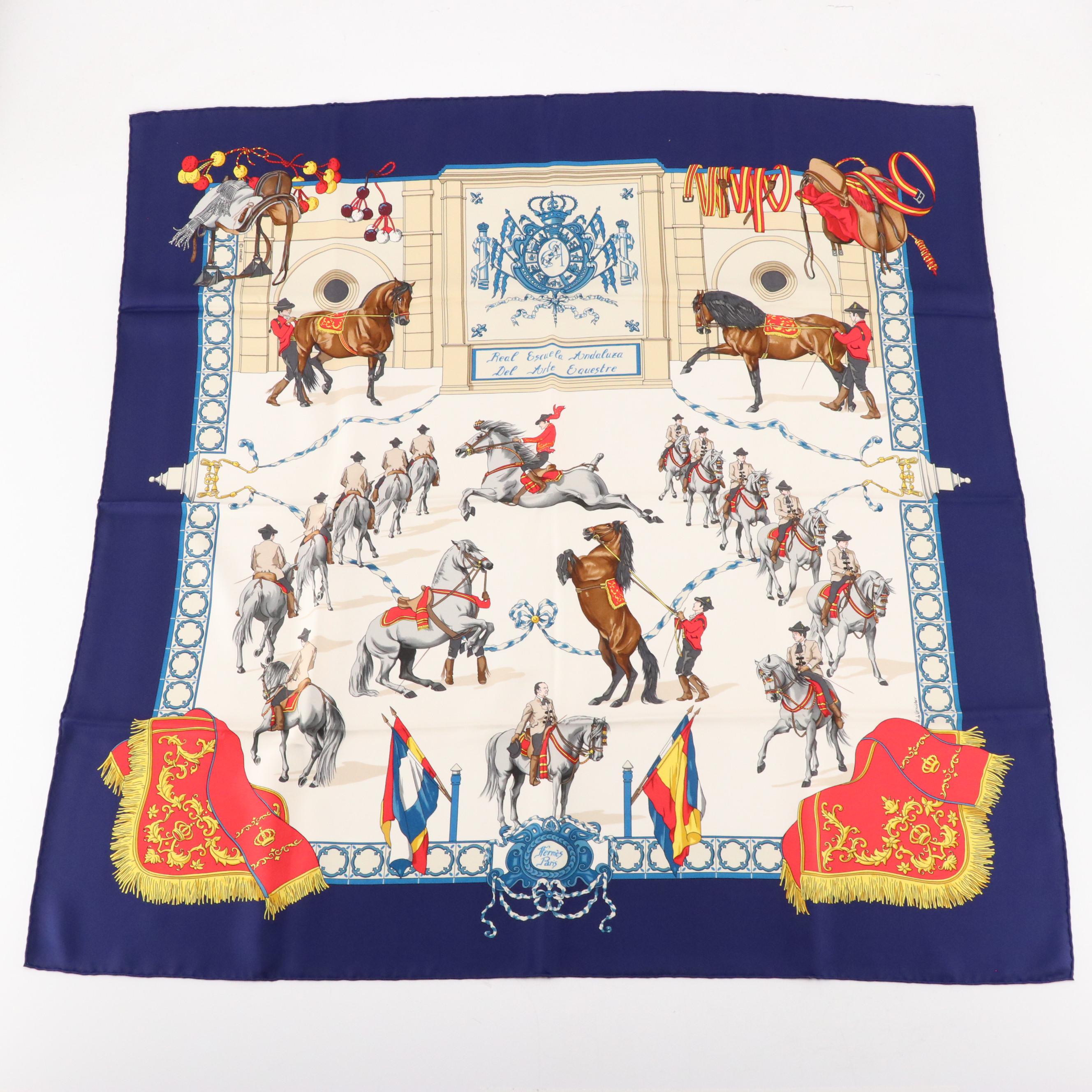 Hermès "Real Escuela Andaluza Del Arte Equestre" Silk Twill Scarf 90