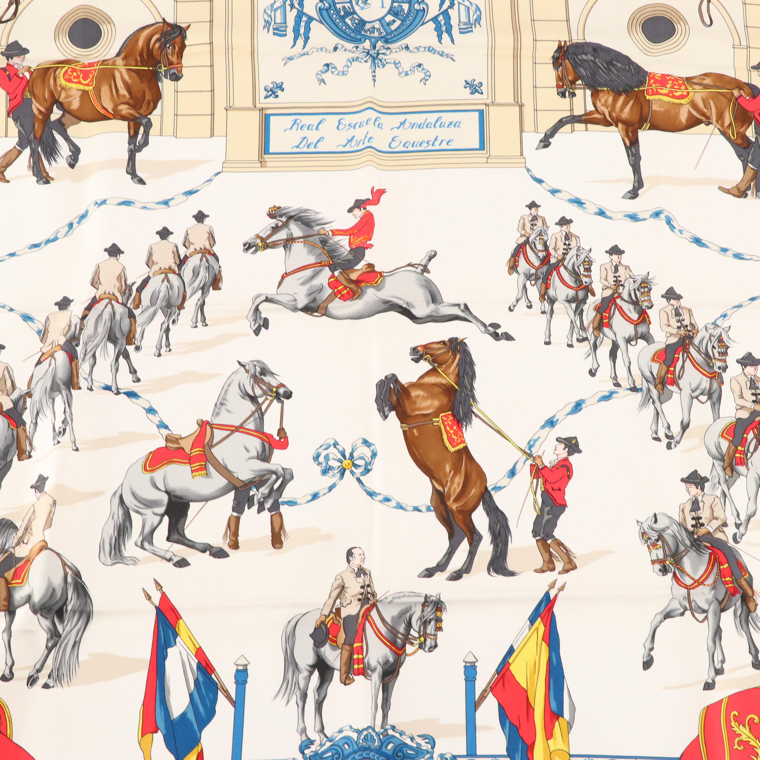 Hermès "Real Escuela Andaluza Del Arte Equestre" Silk Twill Scarf 90