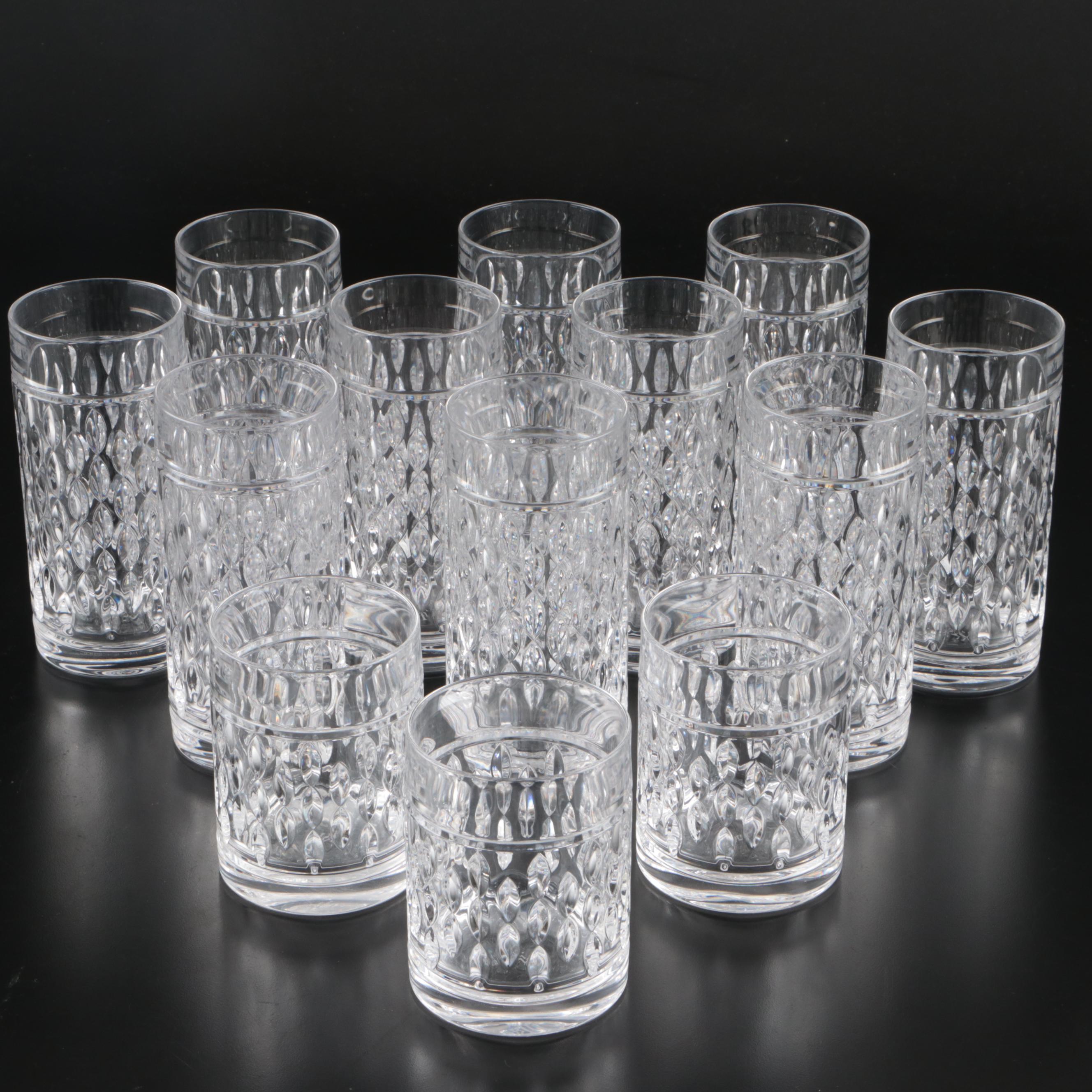 Contemporary Ralph Lauren "Aston" Crystal Highball and Old Fashioned Glasses