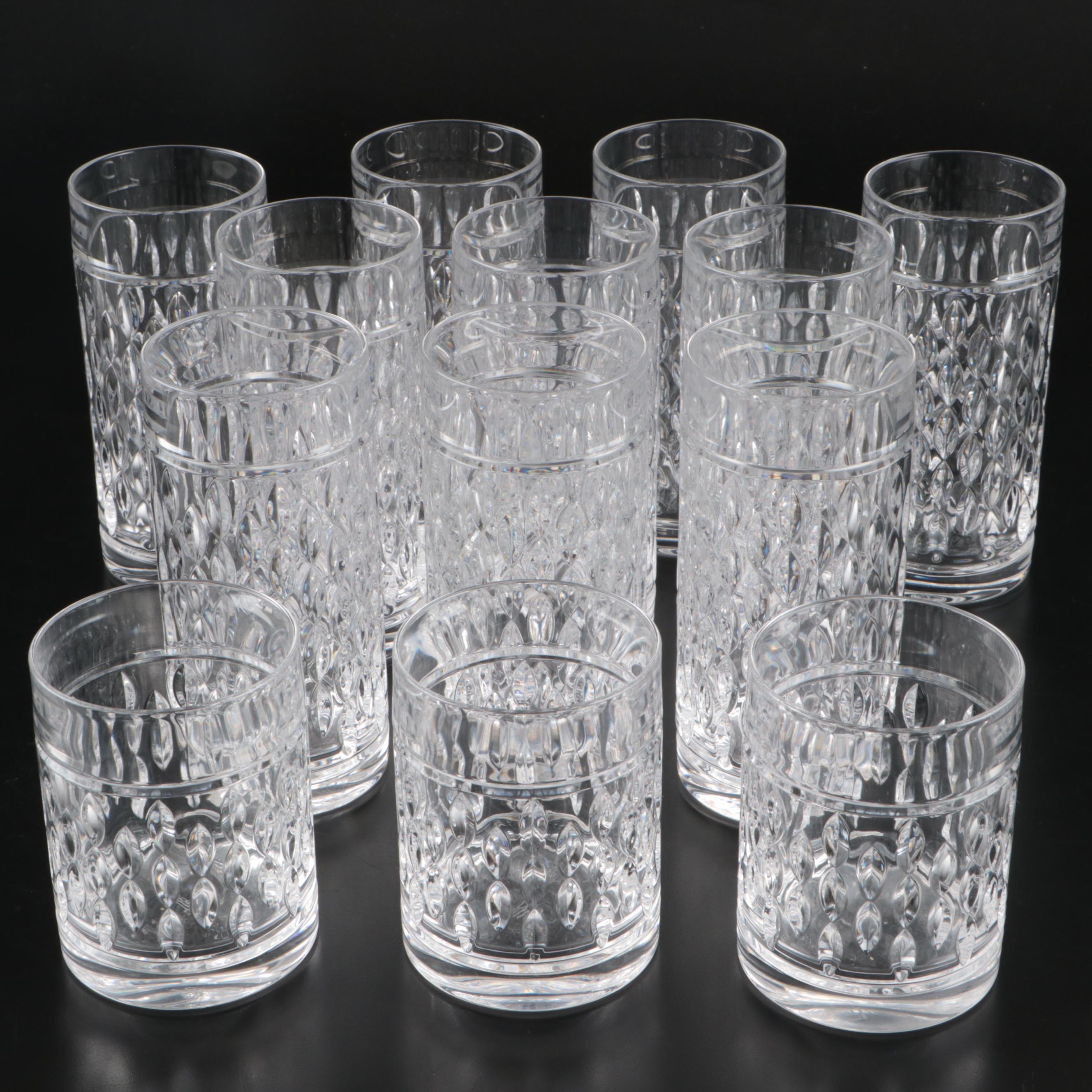 Contemporary Ralph Lauren "Aston" Crystal Highball and Old Fashioned Glasses