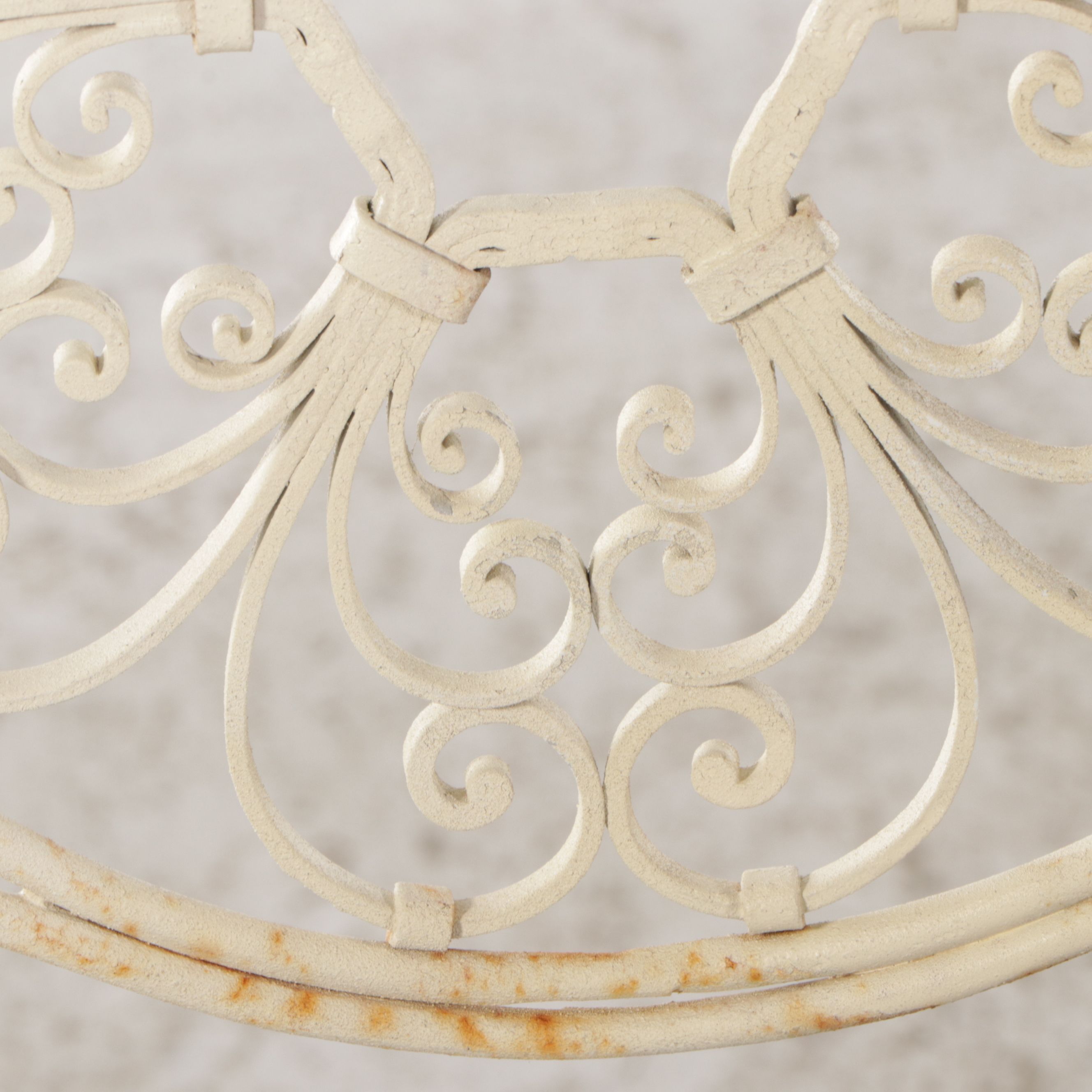 Painted Wrought Iron Patio Chairs and Table with Glass Top, 1950