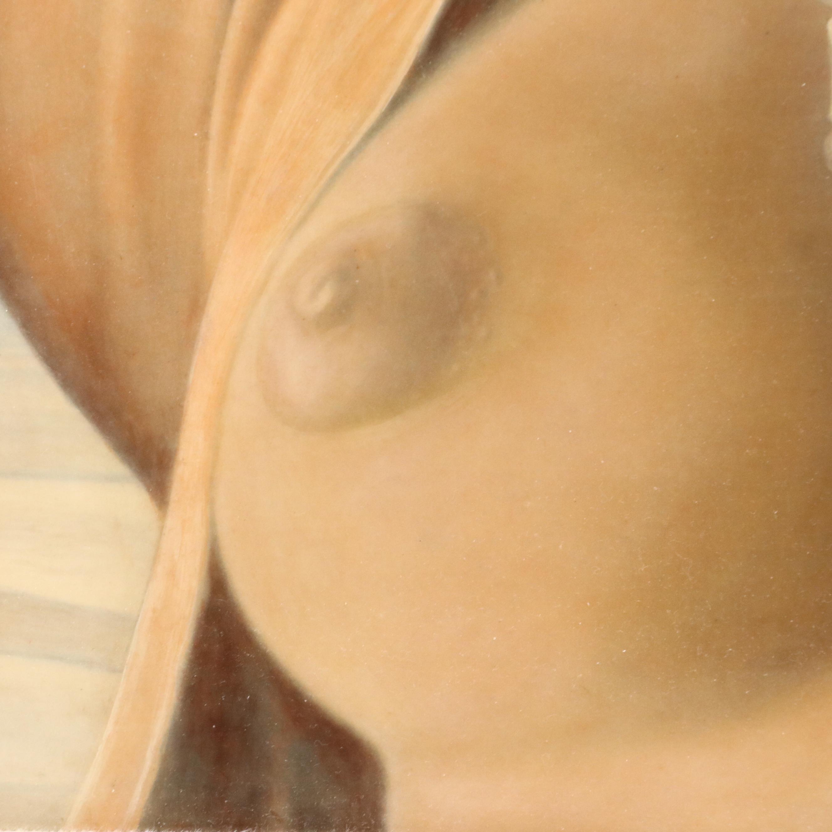 Reid Gardner Tempera Portrait of Topless Woman "Summer of the Ankh," 1967