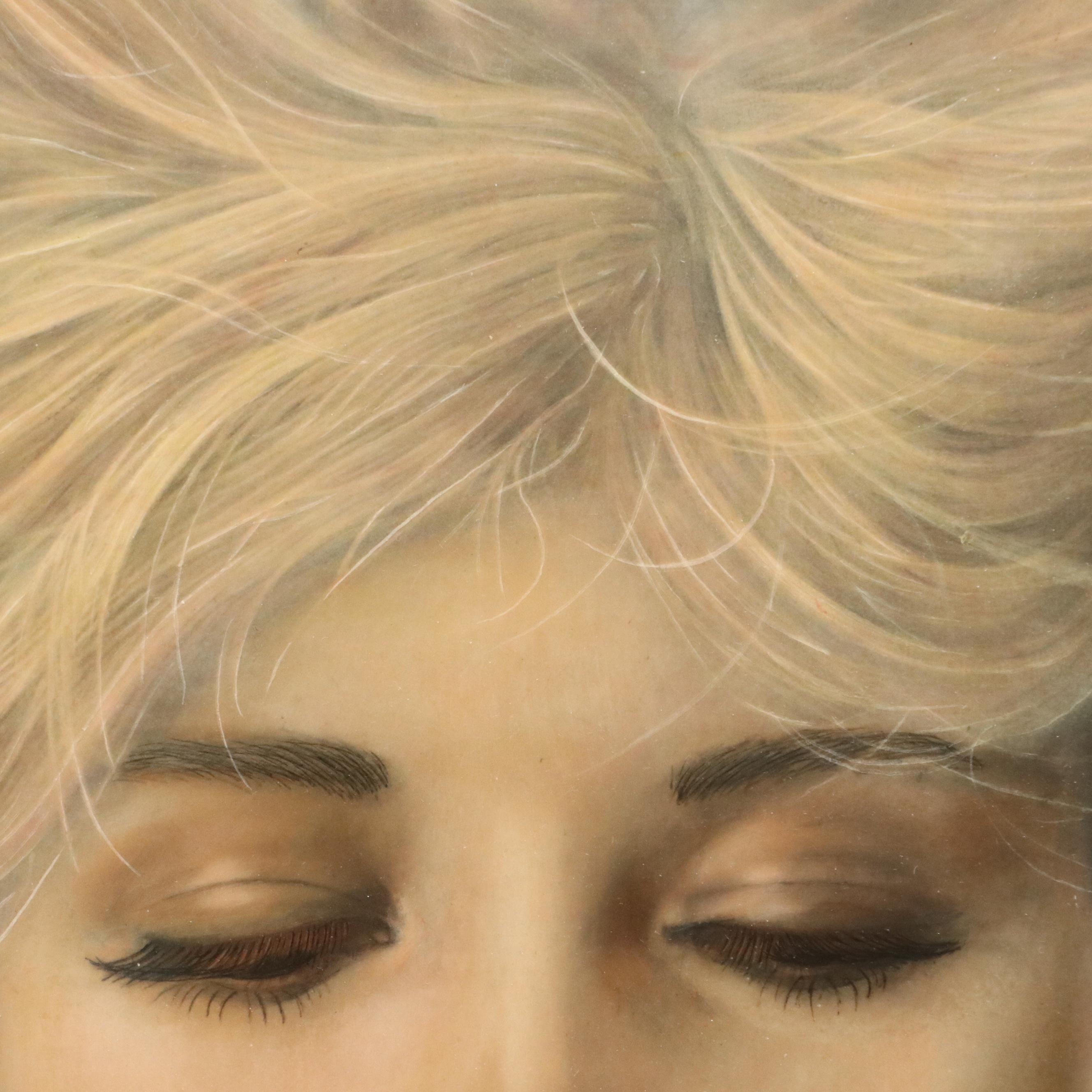 Reid Gardner Tempera Portrait of Topless Woman "Summer of the Ankh," 1967