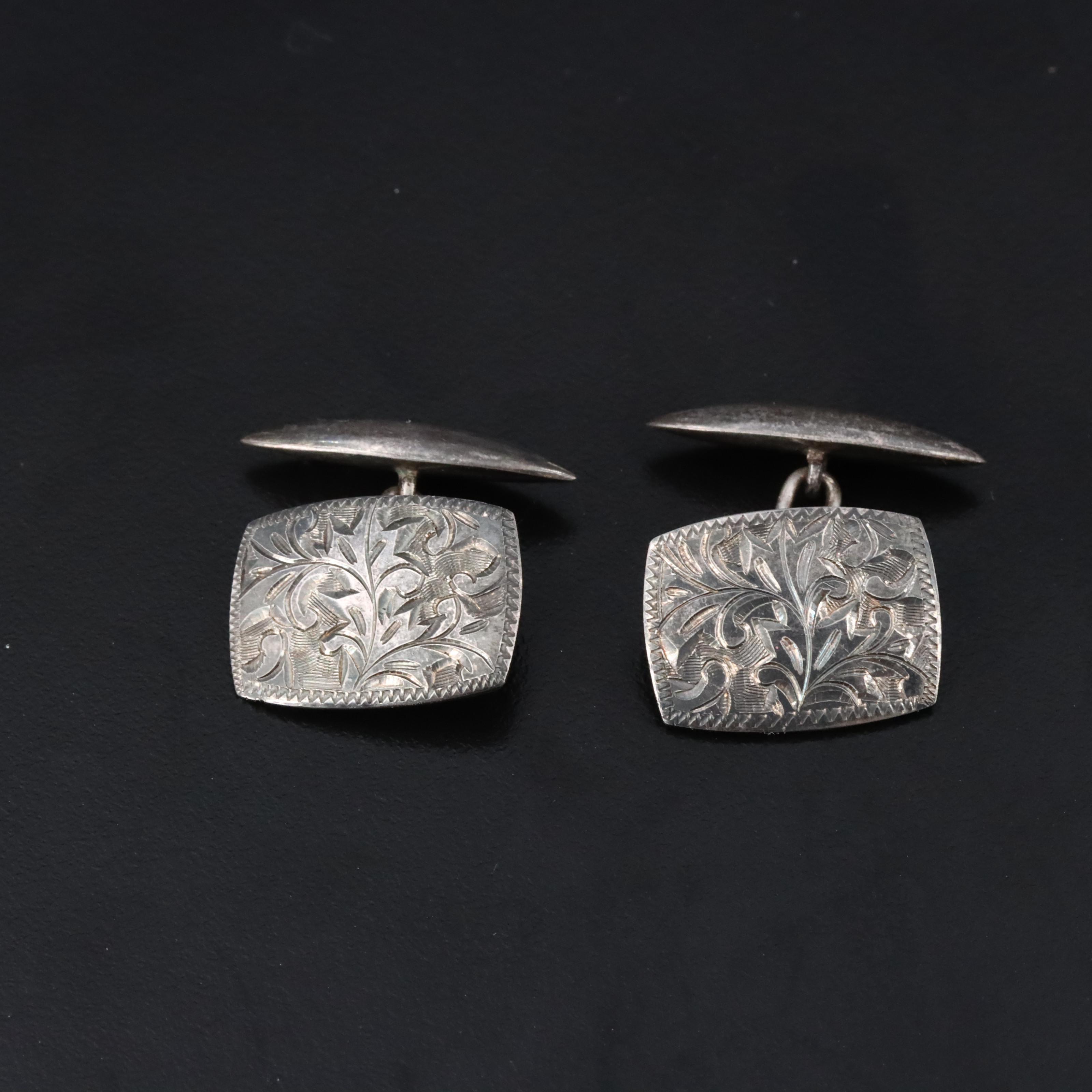 Vintage Sterling Stampwork Cufflinks