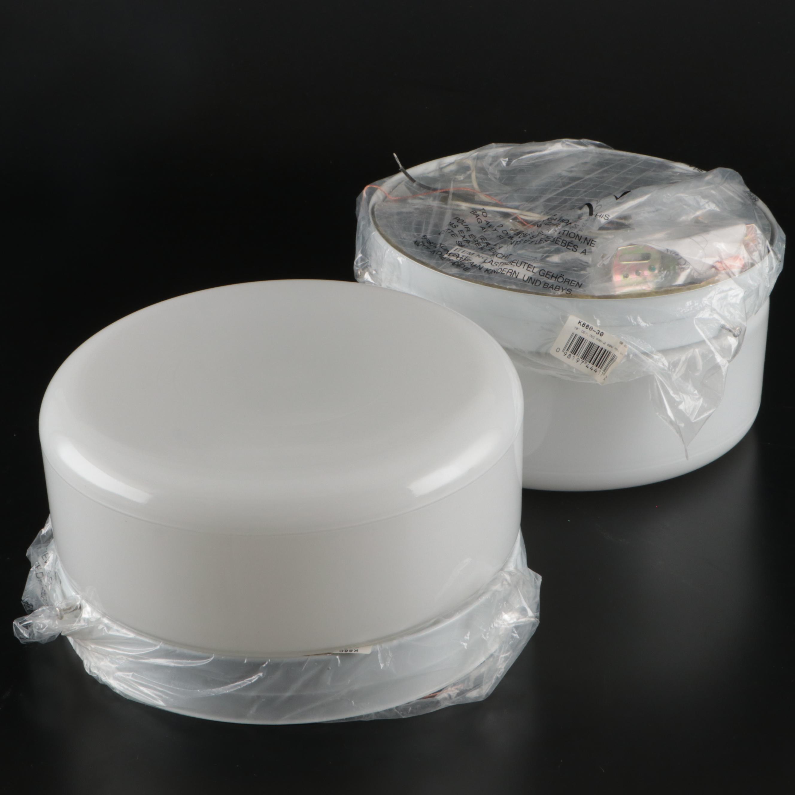 Pair of Contemporary Glass Flush Mount Ceiling Lights