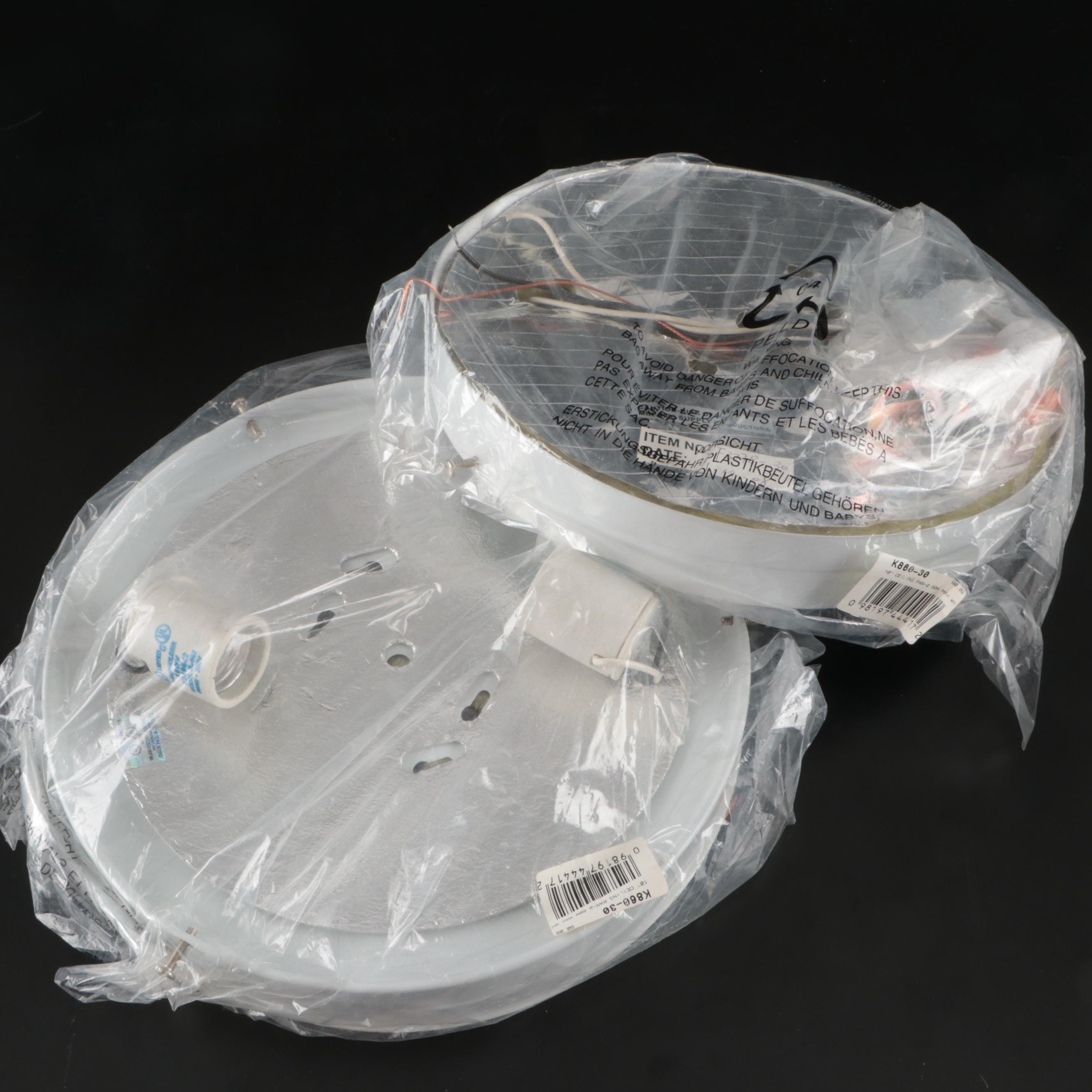 Pair of Contemporary Glass Flush Mount Ceiling Lights