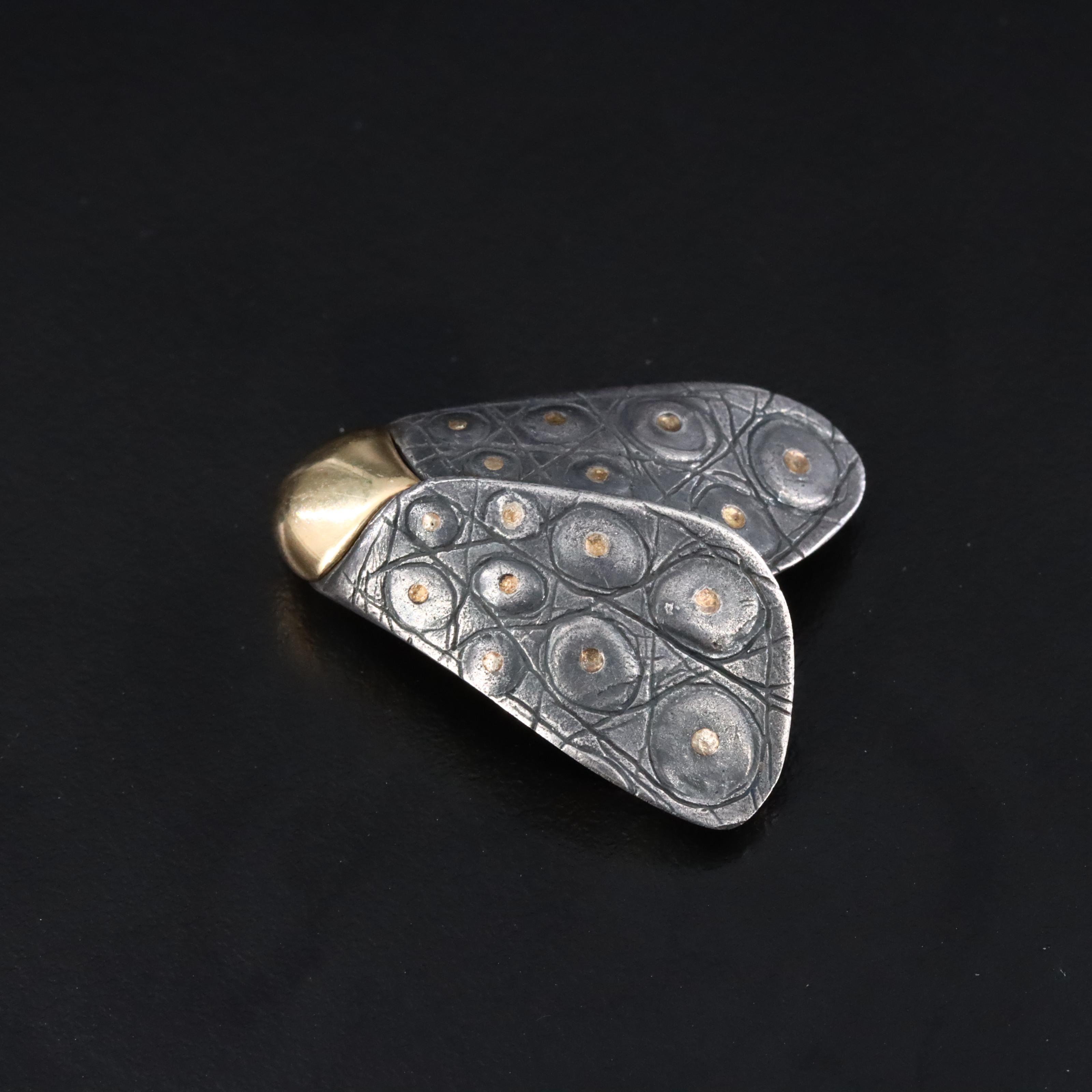 Pedro Boregaard Sterling Silver Moth Brooch with 18K Accents, 1998