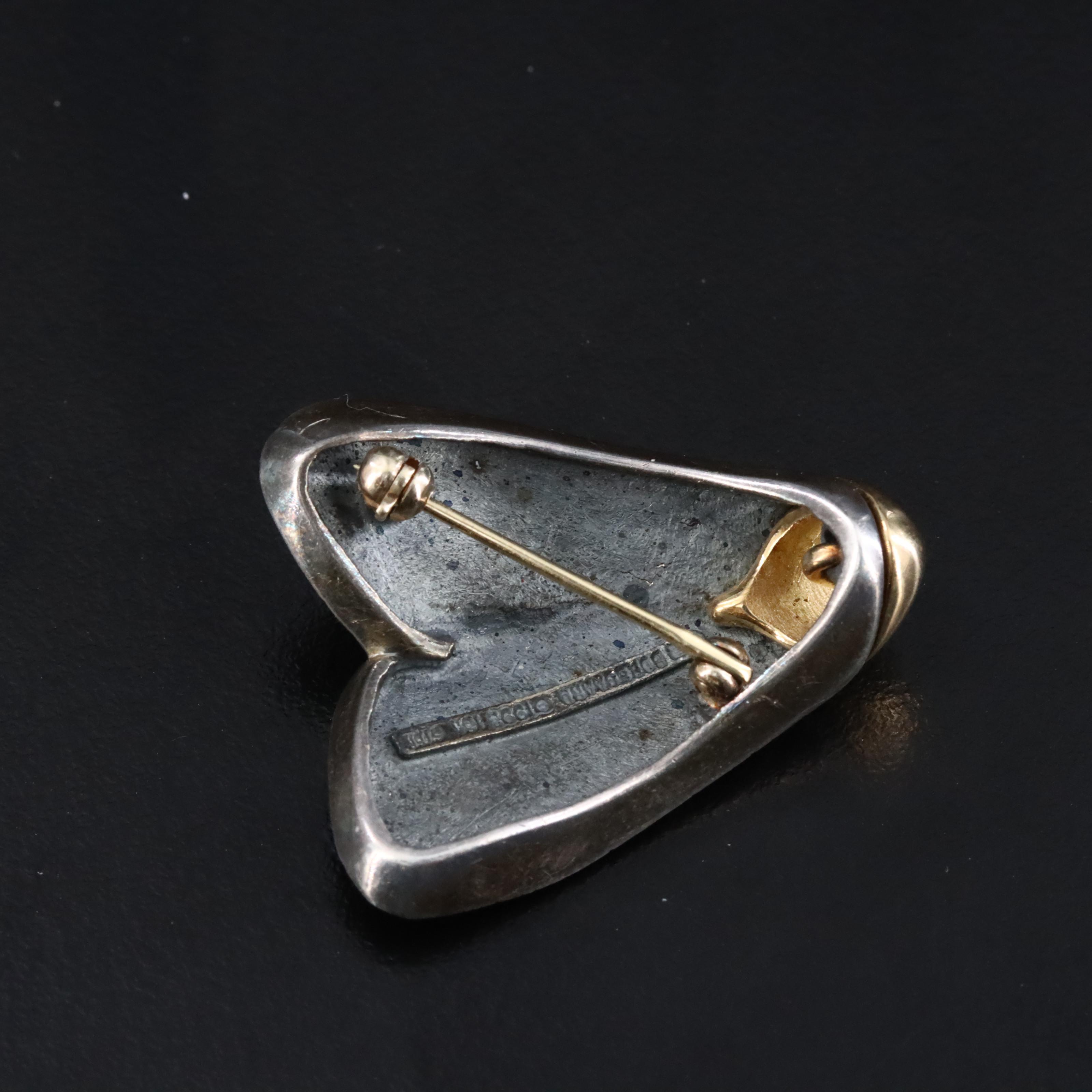 Pedro Boregaard Sterling Silver Moth Brooch with 18K Accents, 1998
