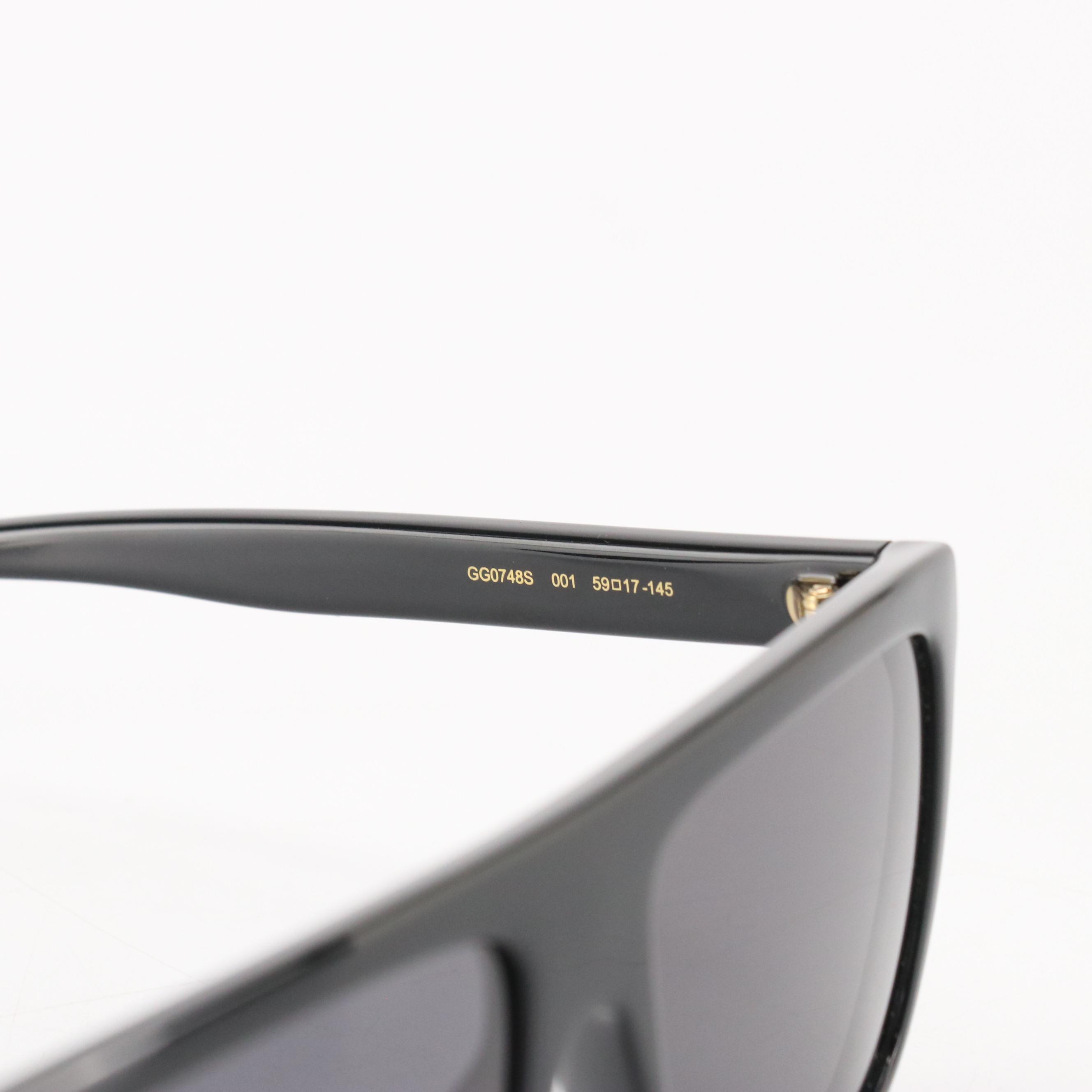 Gucci GG0748S 001 Black Square Unisex Sunglasses in Case