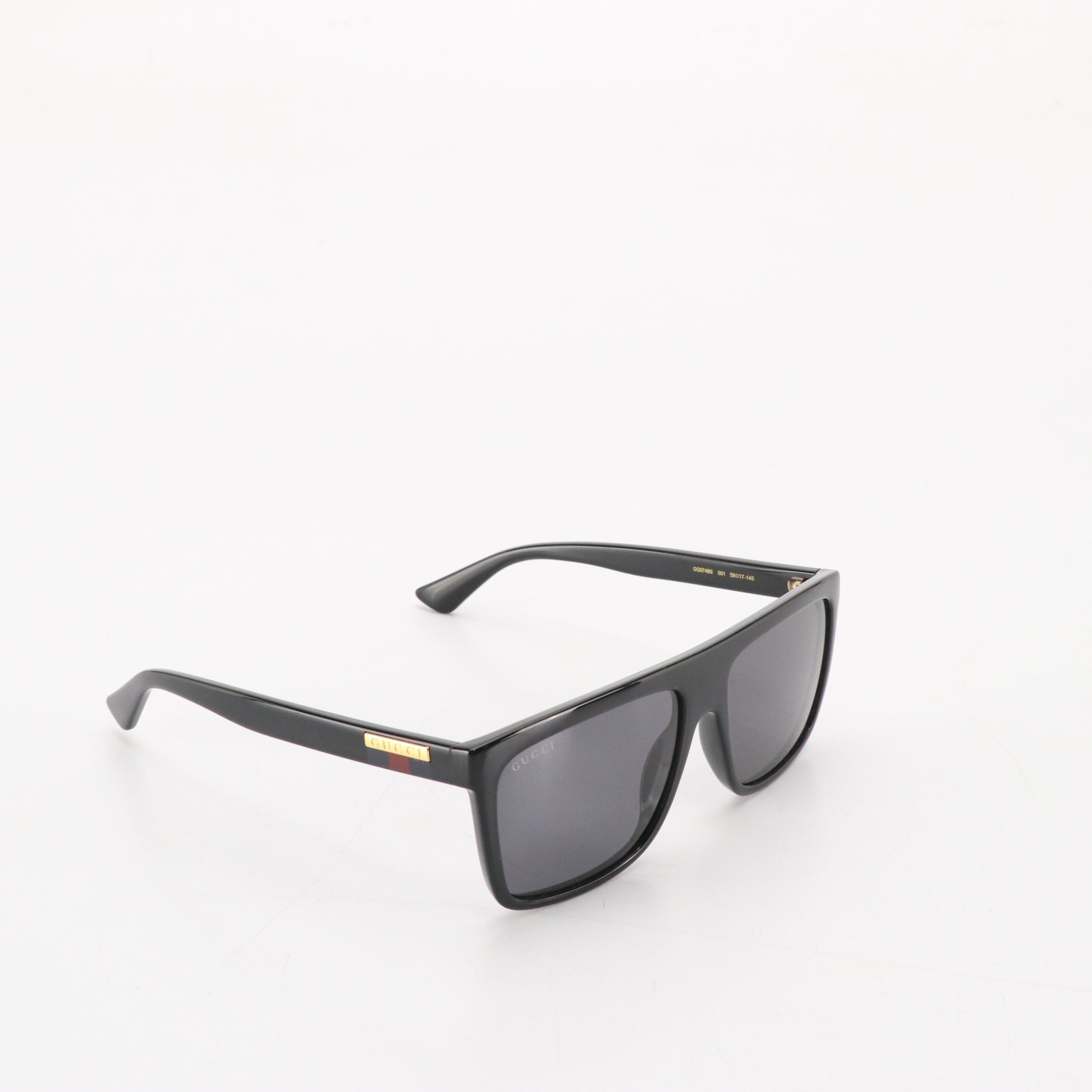 Gucci GG0748S 001 Black Square Unisex Sunglasses in Case