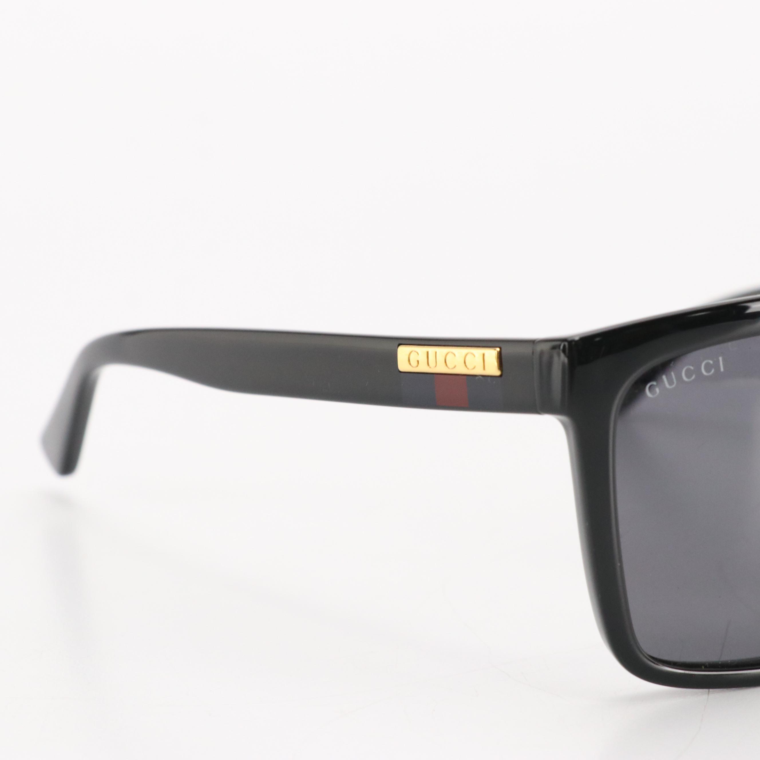 Gucci GG0748S 001 Black Square Unisex Sunglasses in Case