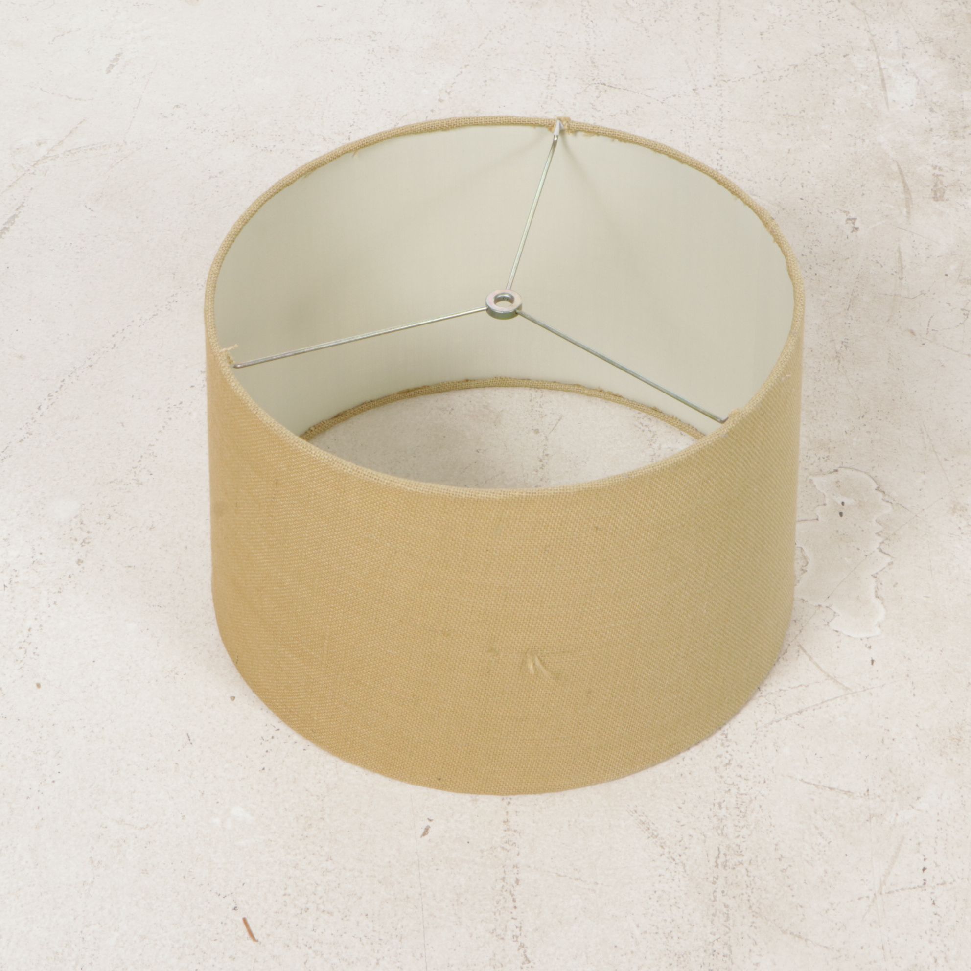 Frosted Ombre Glass and Silver Curlicue Table Lamp with Burlap Drum Shade