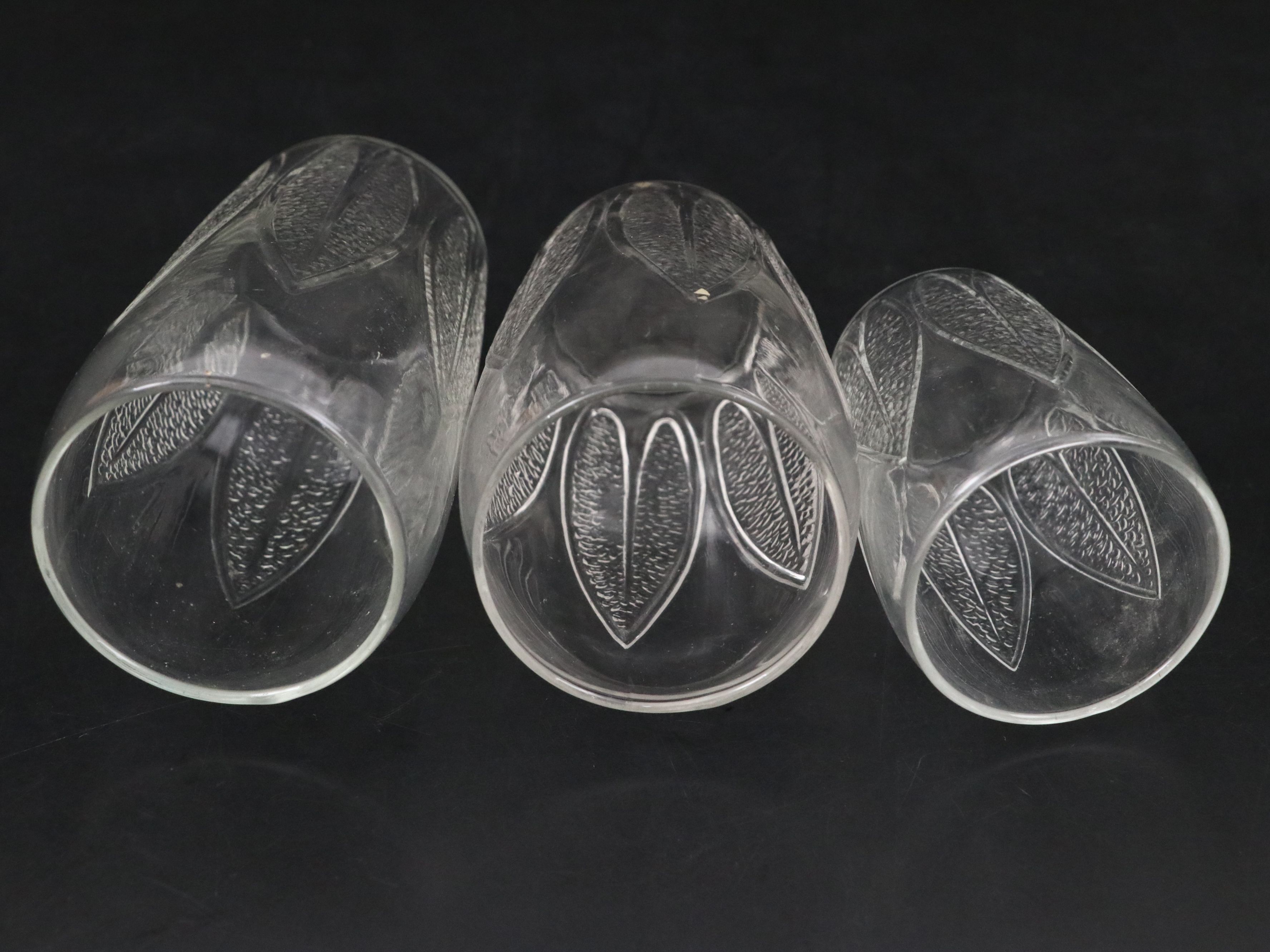 MacBeth-Evans ""Crystal Leaf" Glass Pitcher and Tumblers