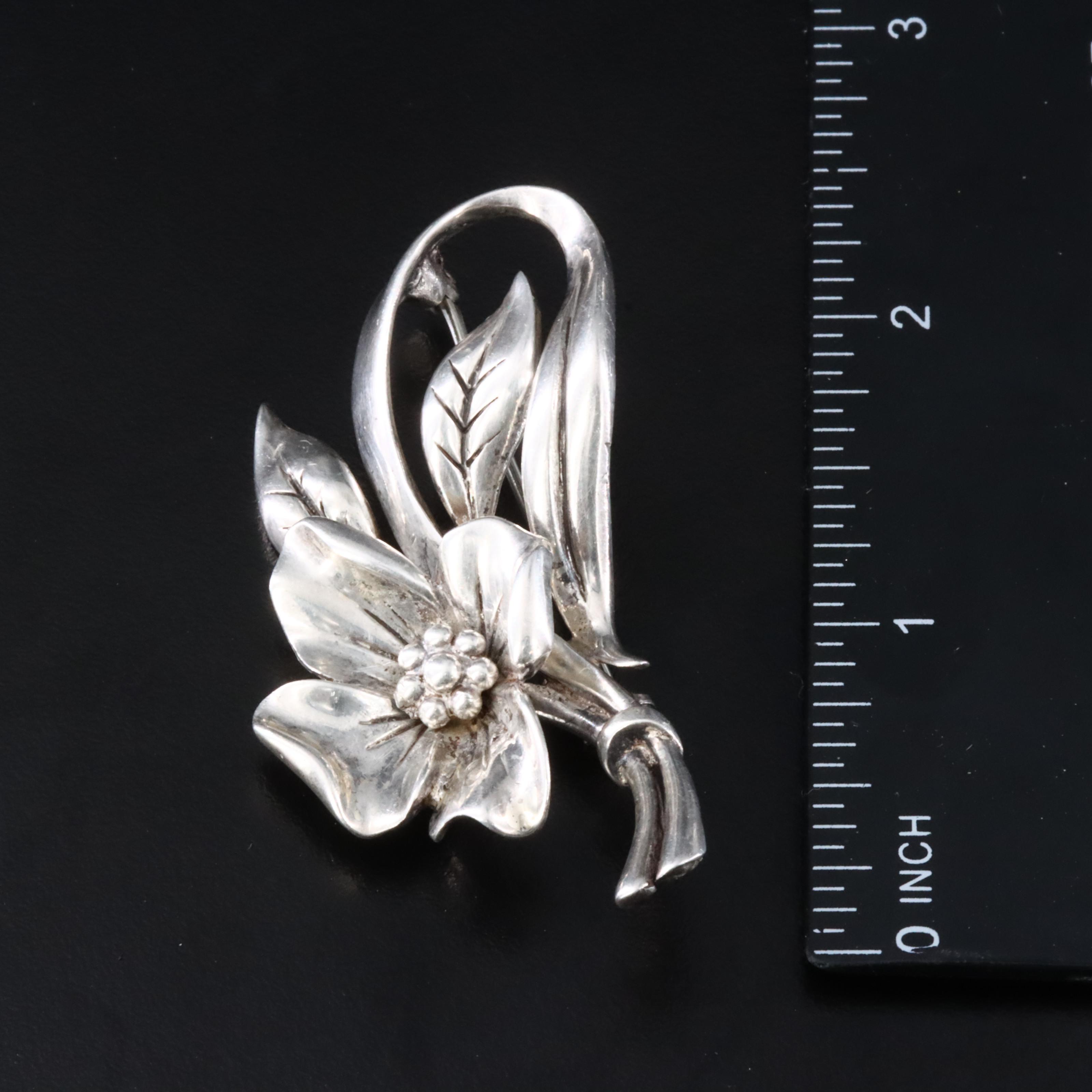 Vintage Alice Caviness Sterling Floral Brooch