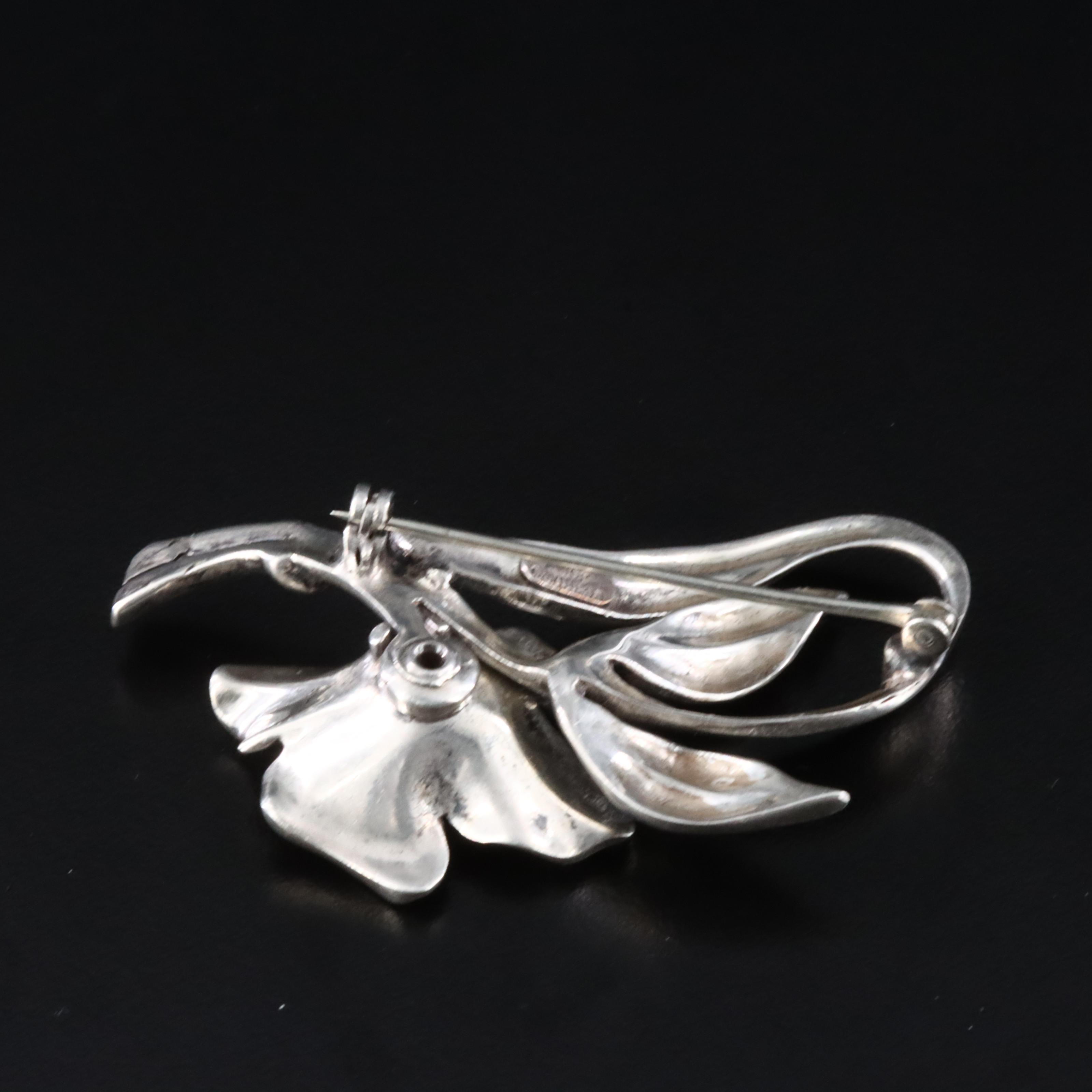 Vintage Alice Caviness Sterling Floral Brooch