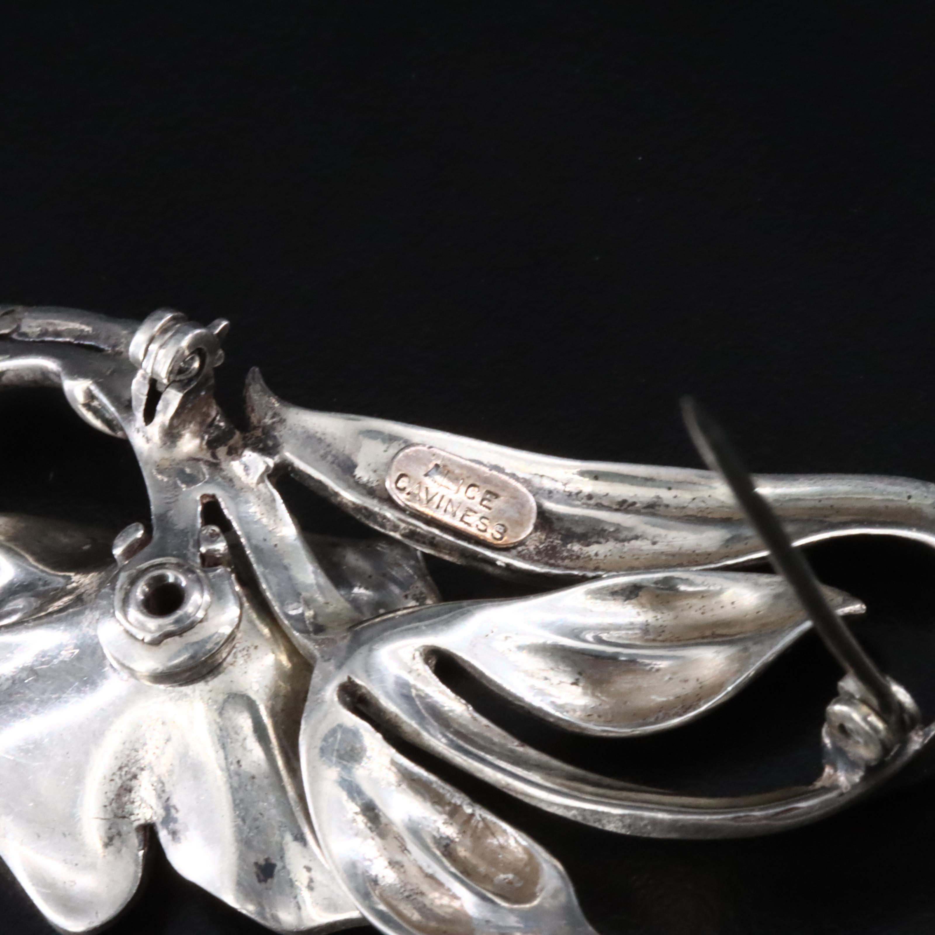 Vintage Alice Caviness Sterling Floral Brooch