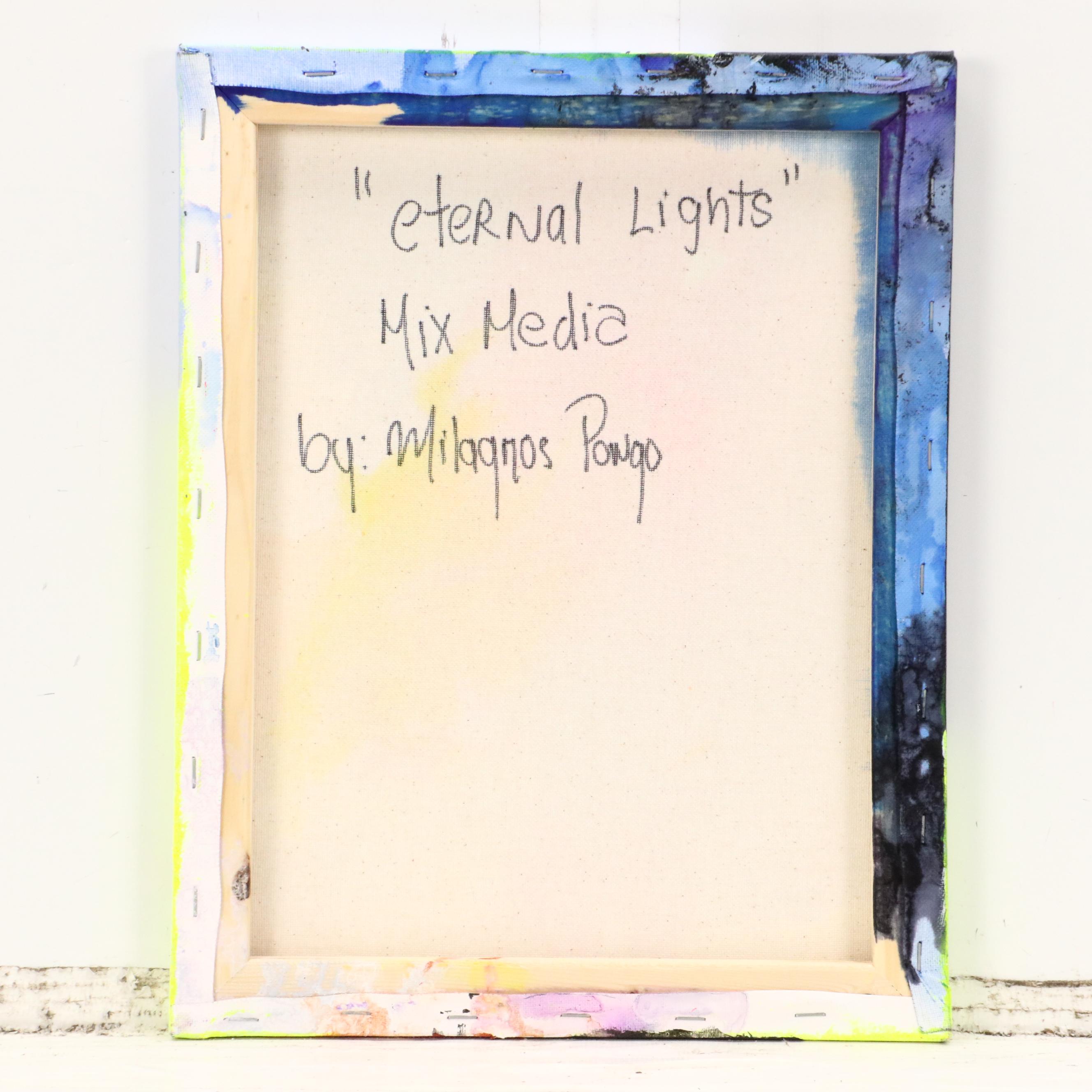 Milagros Pongo Abstract Mixed Media Painting "Eternal Lights," 21st Century