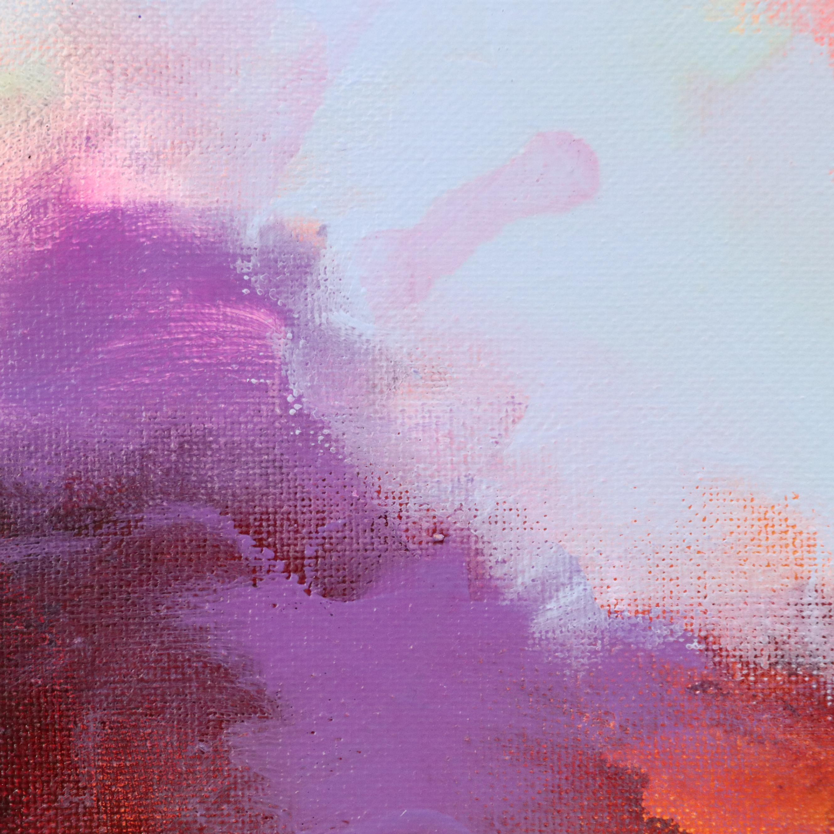 Milagros Pongo Stylized Seascape Mixed Media Painting "Marina," 21st Century