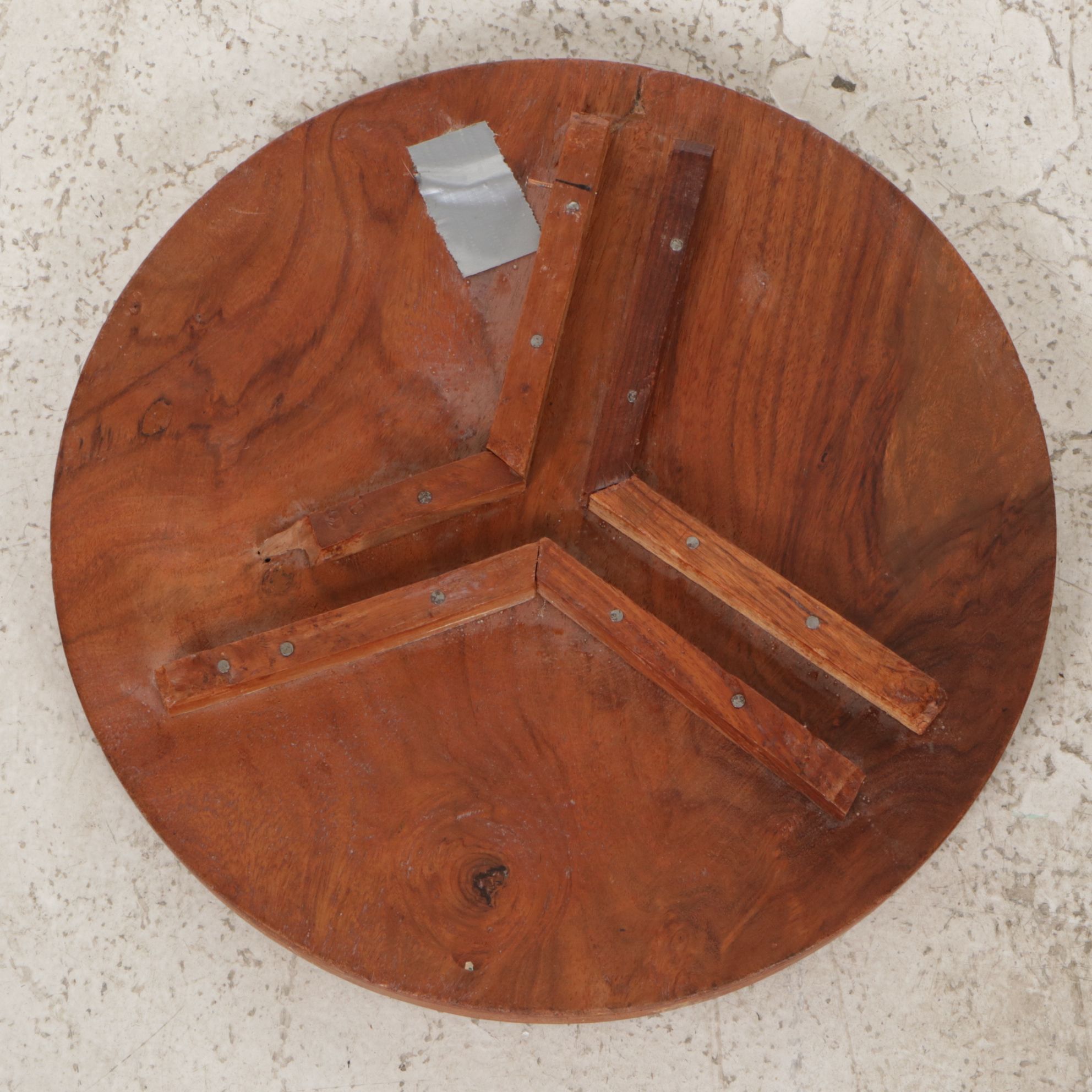 Anglo-Indian Carved Wood Circular Folding Plant Stand