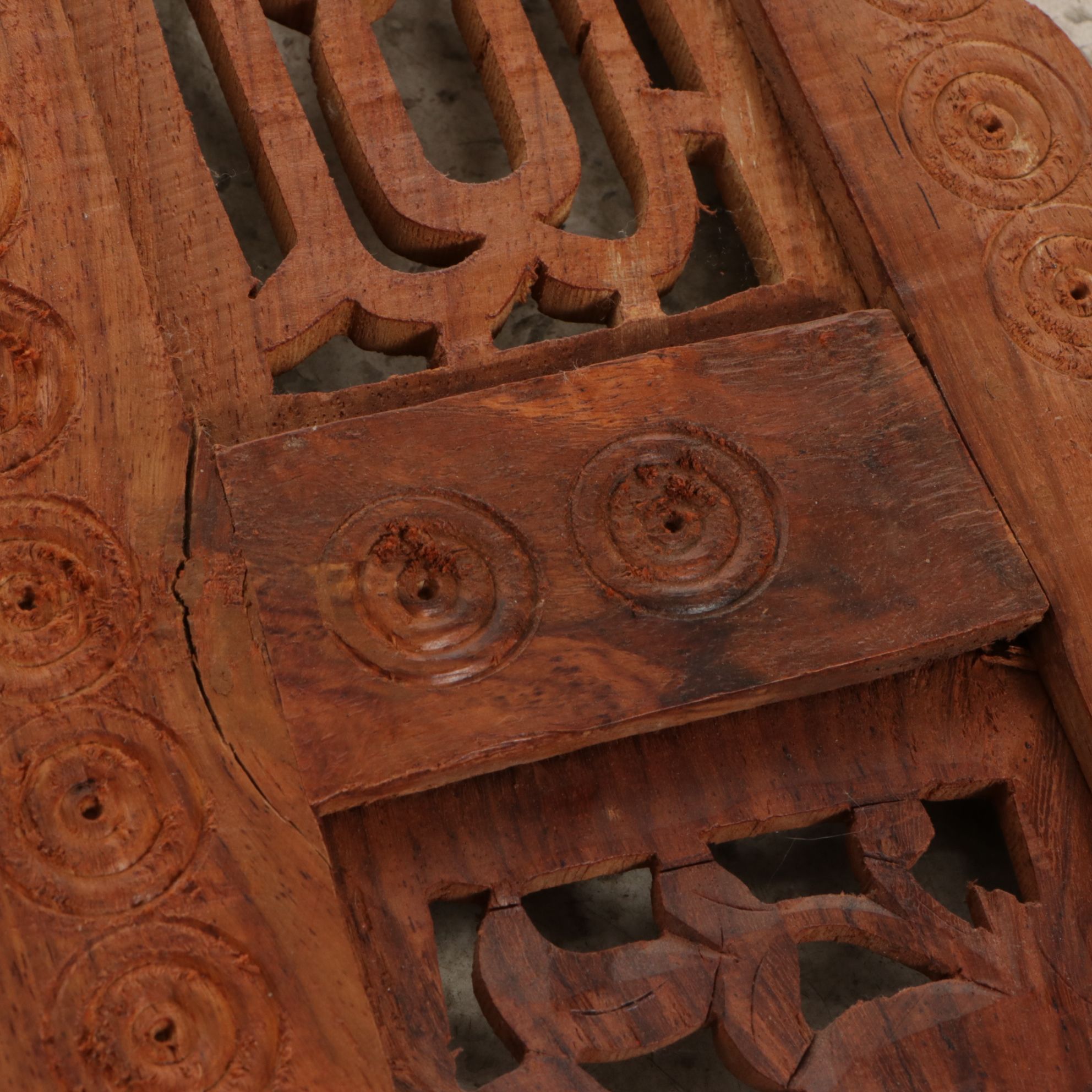 Anglo-Indian Carved Wood Circular Folding Plant Stand