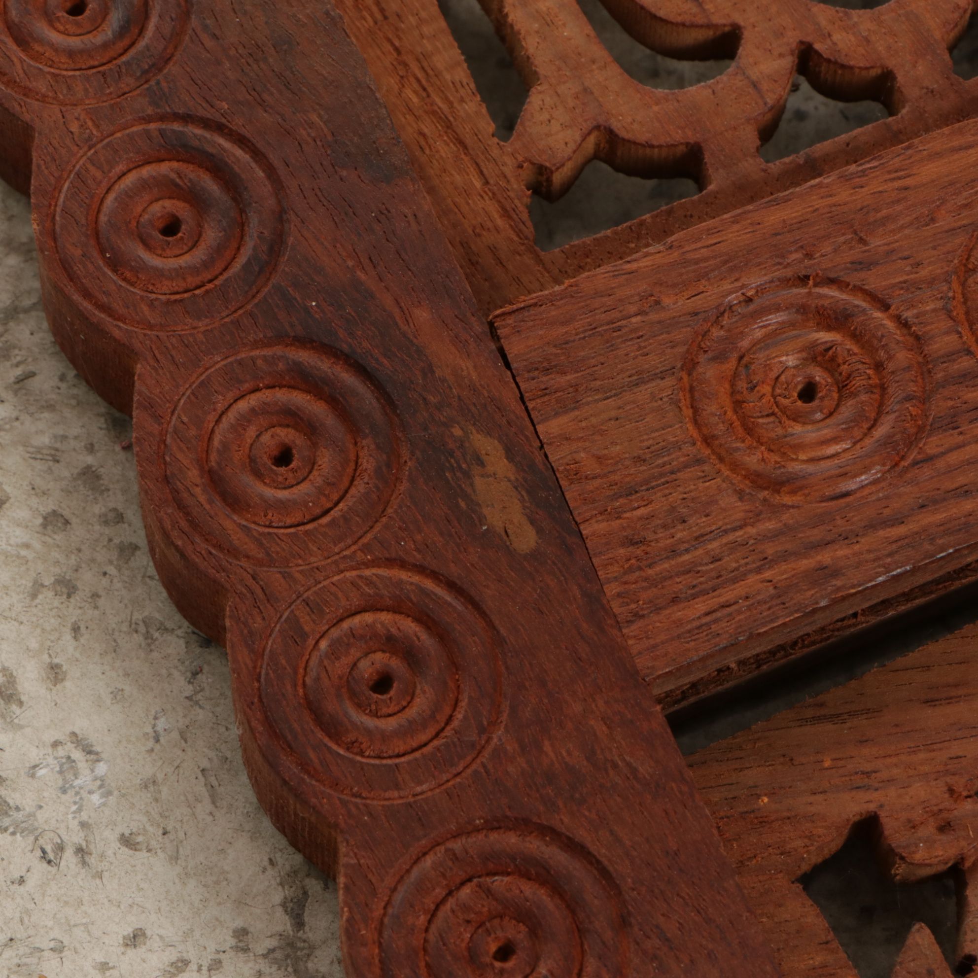 Anglo-Indian Carved Wood Circular Folding Plant Stand