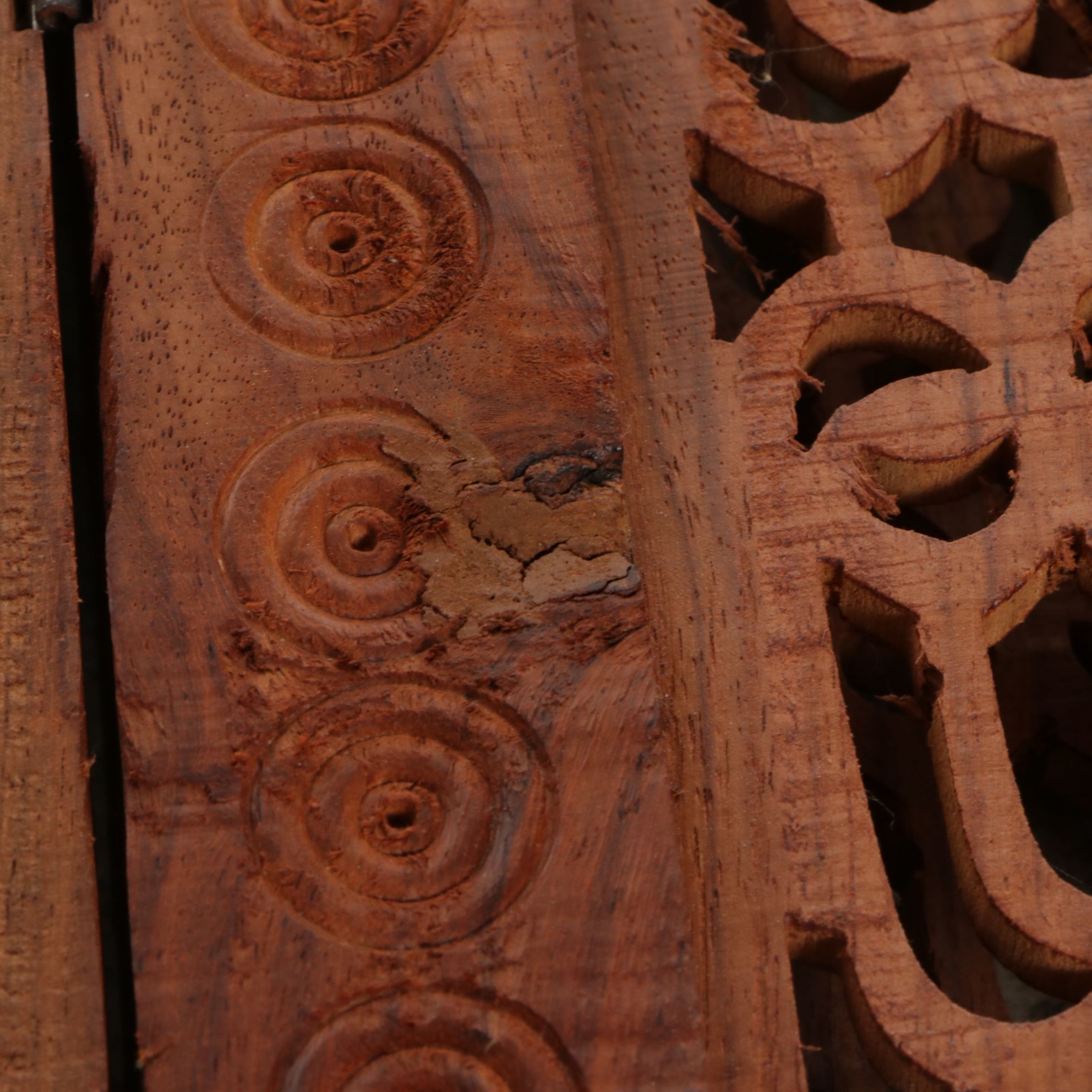 Anglo-Indian Carved Wood Circular Folding Plant Stand
