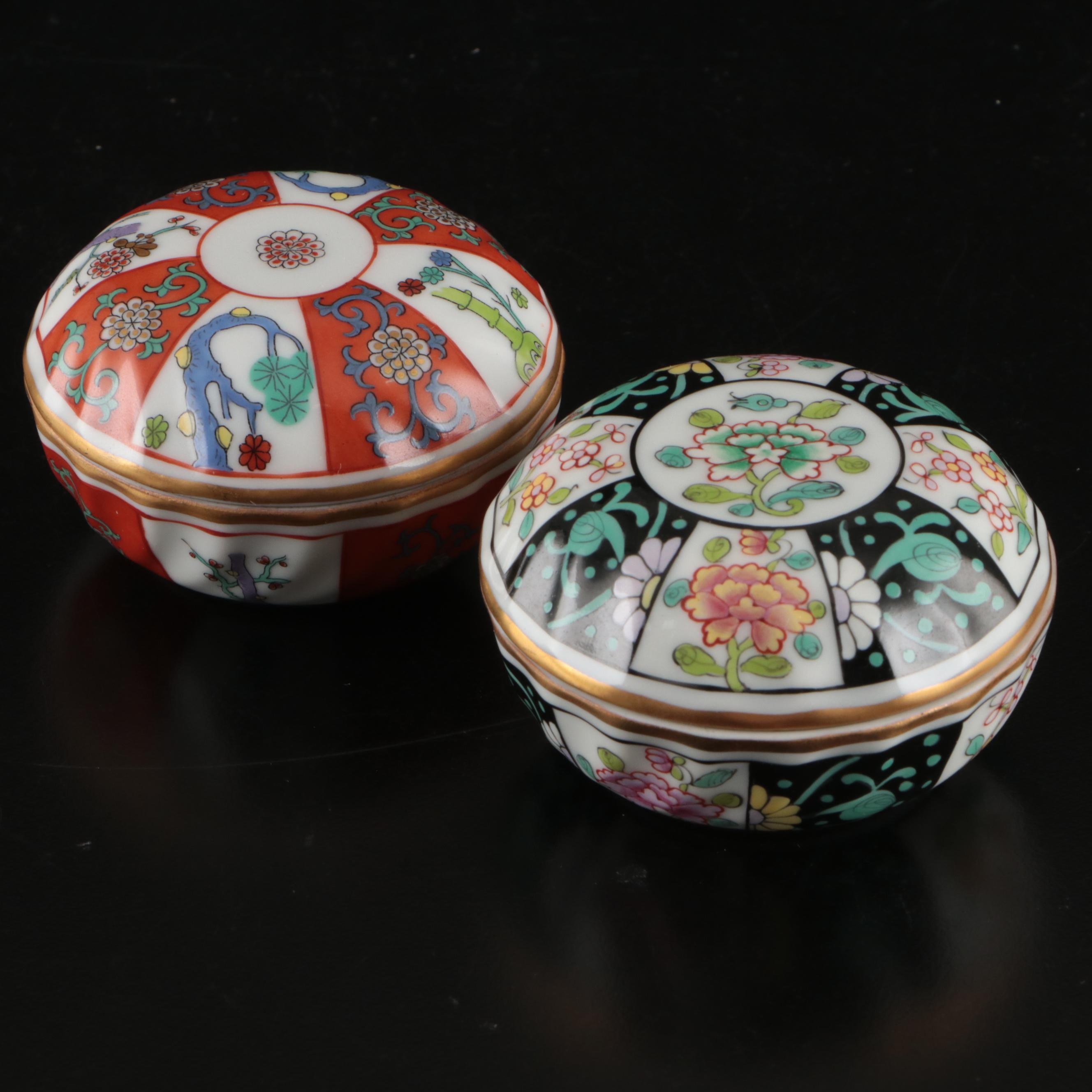 Herend Porcelain "Black Dynasty" and "Red Dynasty" Bonbonnieres