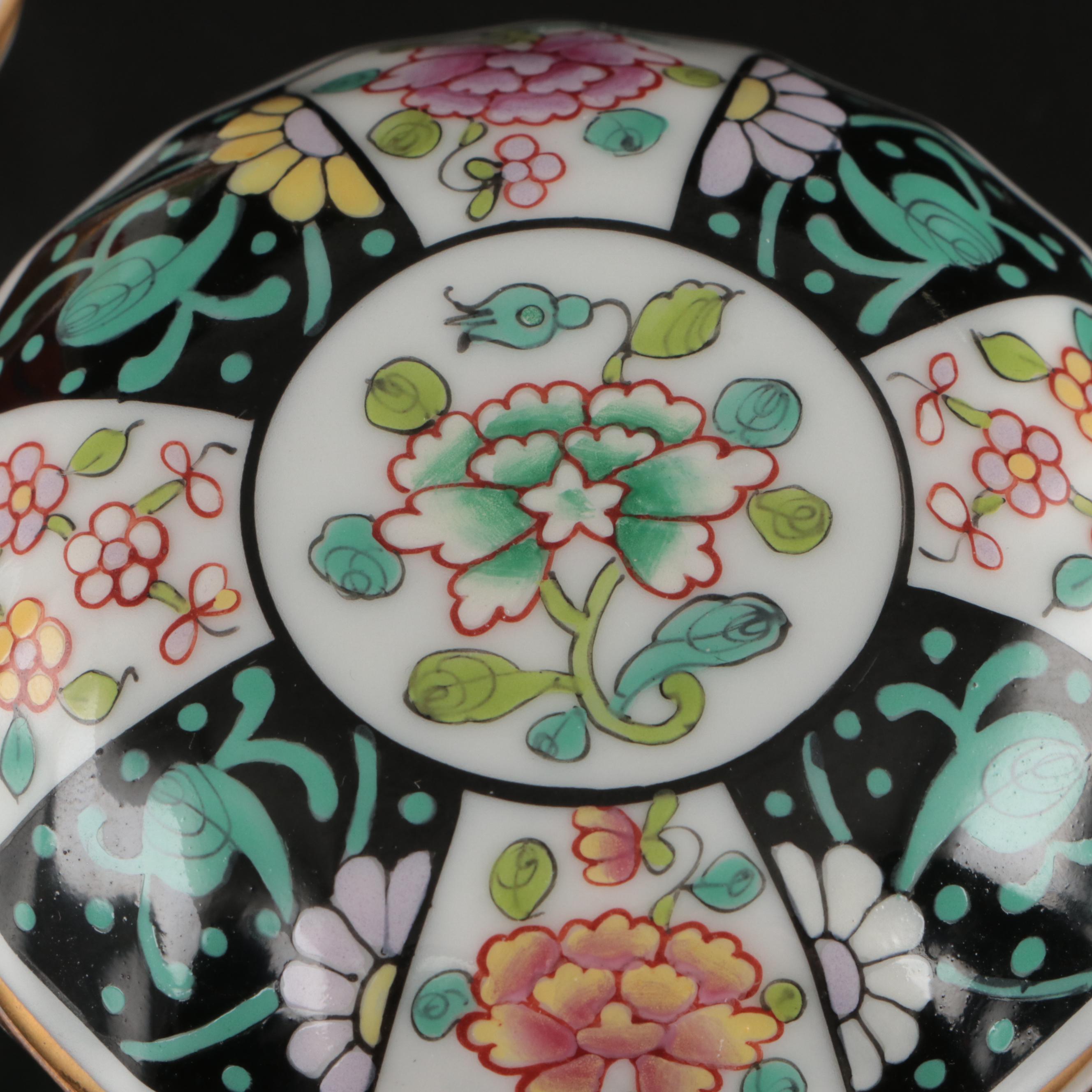 Herend Porcelain "Black Dynasty" and "Red Dynasty" Bonbonnieres