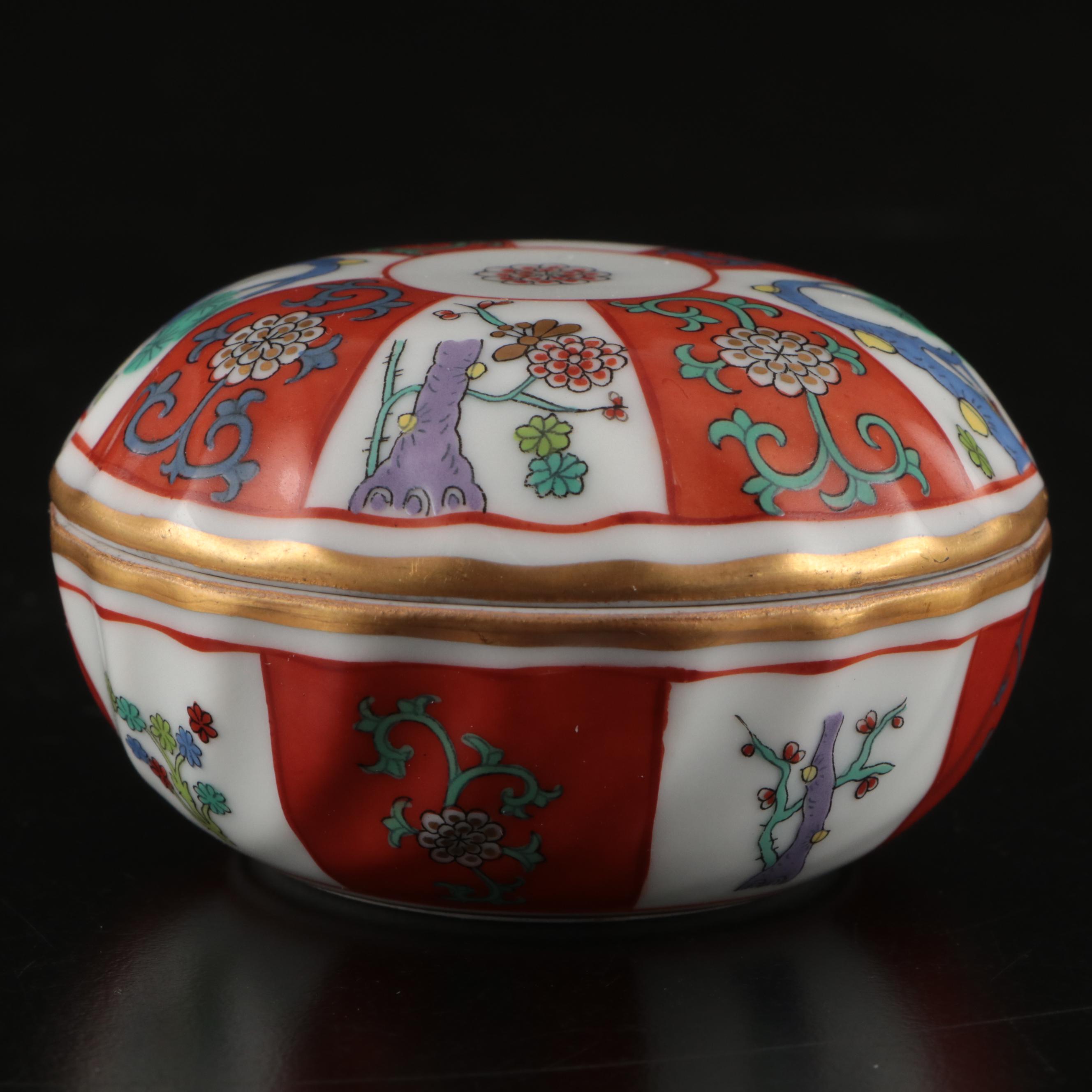 Herend Porcelain "Black Dynasty" and "Red Dynasty" Bonbonnieres