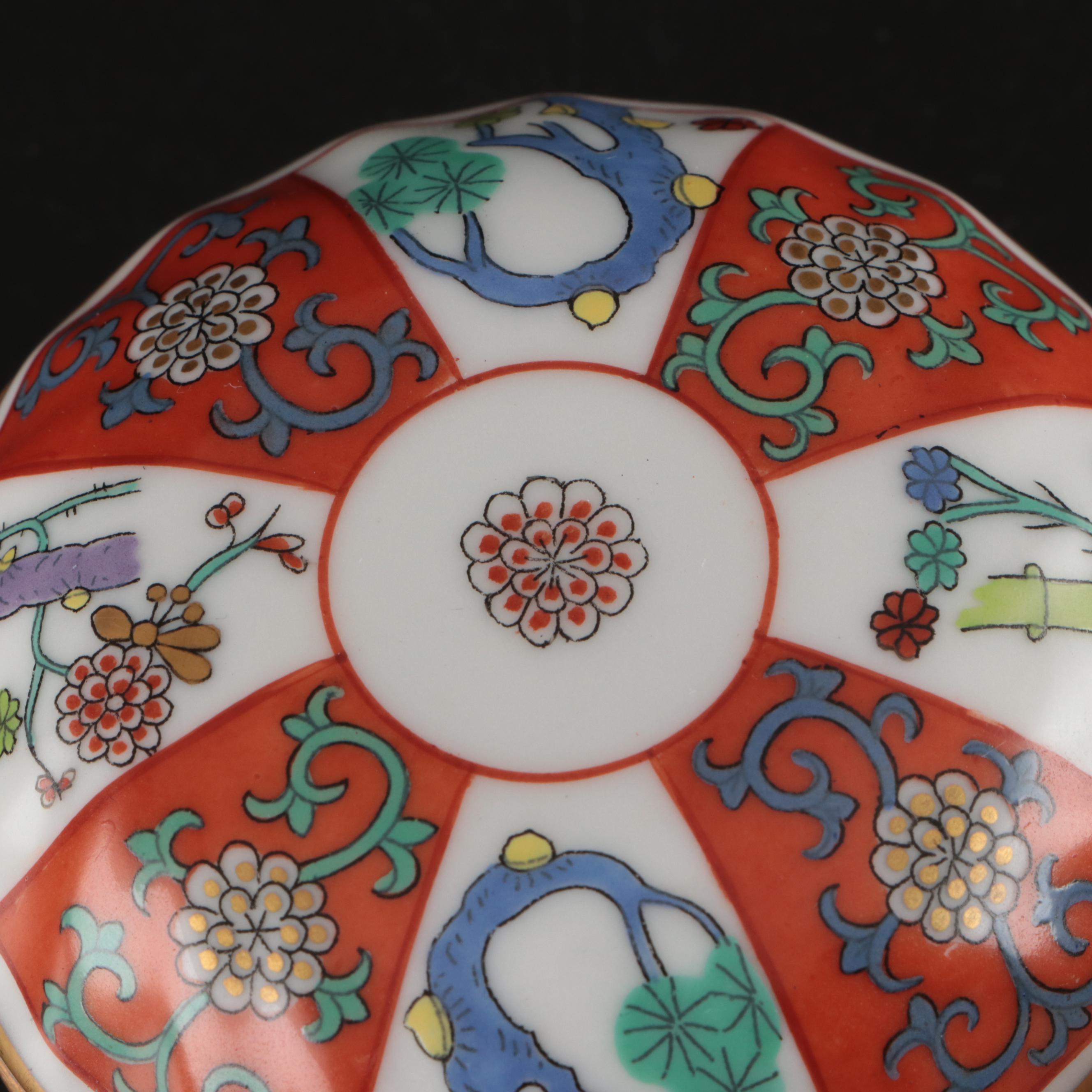 Herend Porcelain "Black Dynasty" and "Red Dynasty" Bonbonnieres