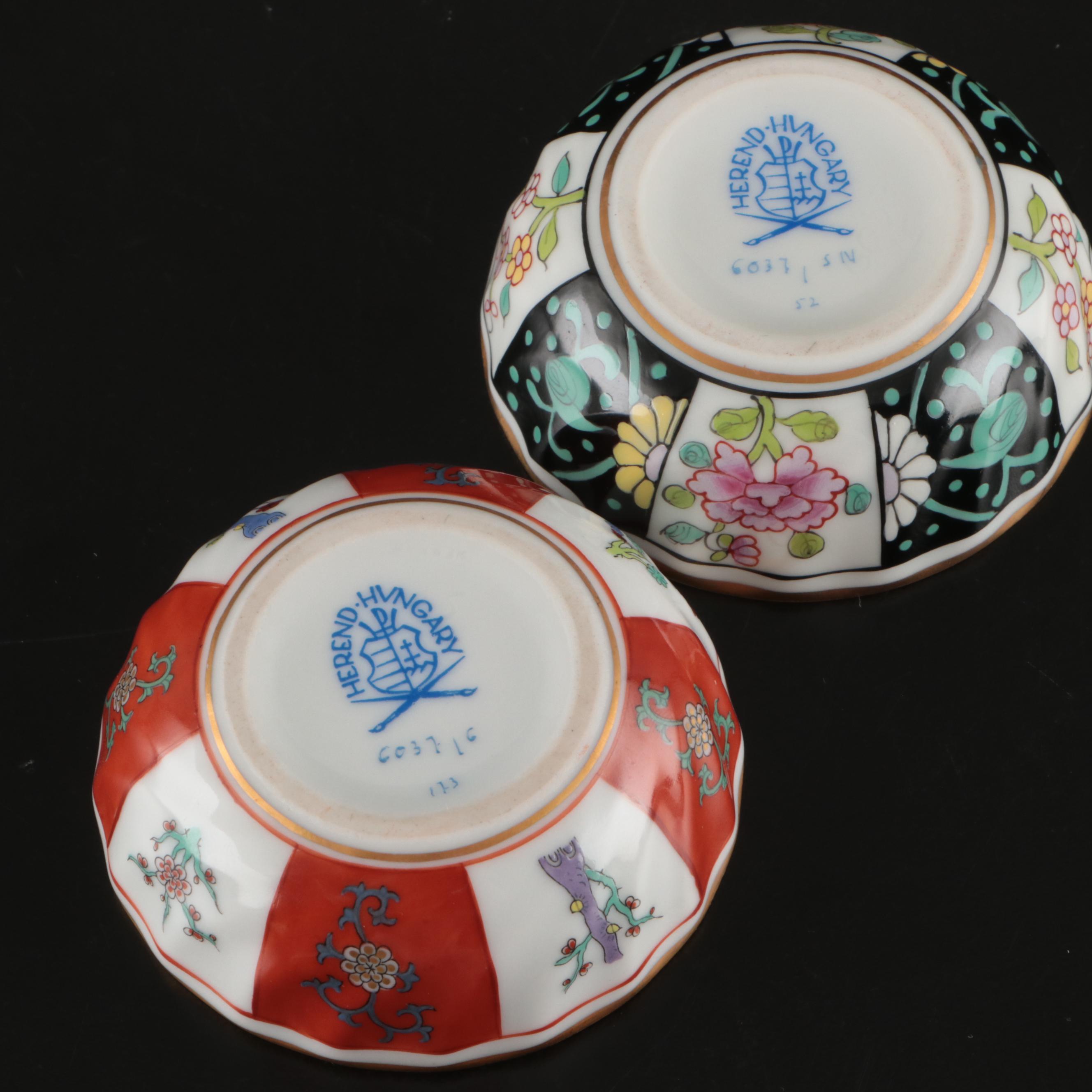 Herend Porcelain "Black Dynasty" and "Red Dynasty" Bonbonnieres