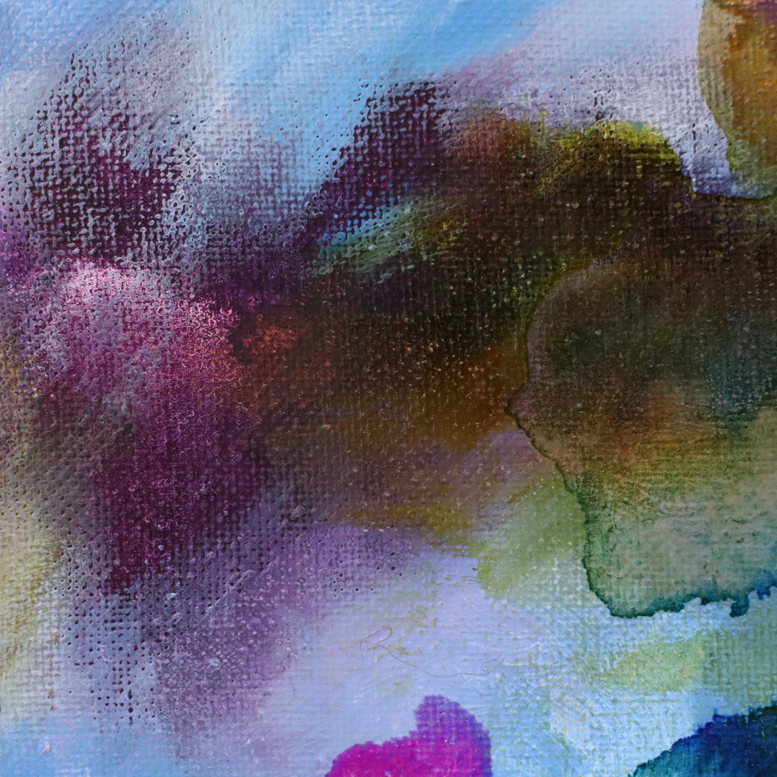 Milagros Pongo Abstract Mixed Media Painting "Caspian Sea," 21st Century